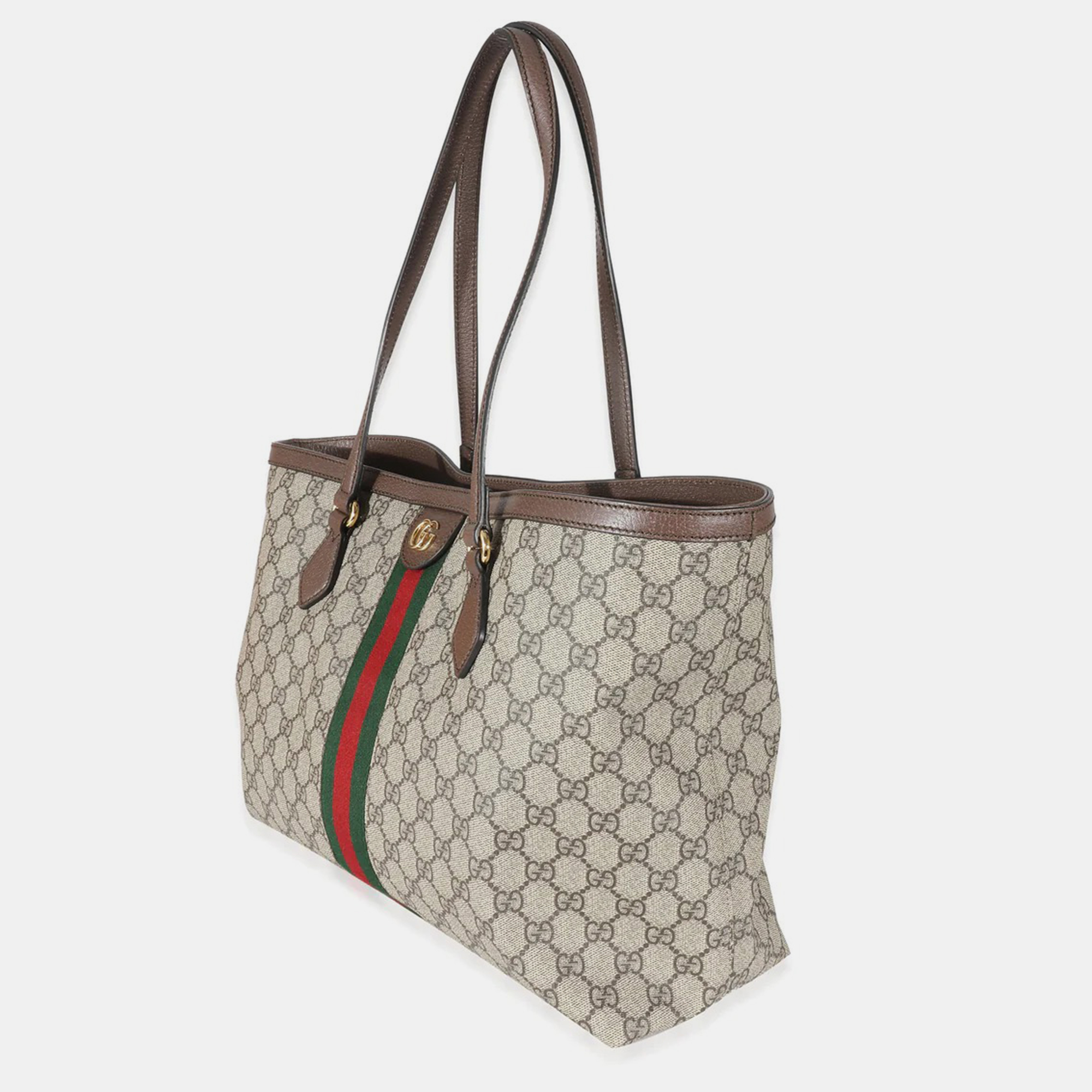 

Gucci Beige GG Supreme Canvas Medium Ophidia Web Tote