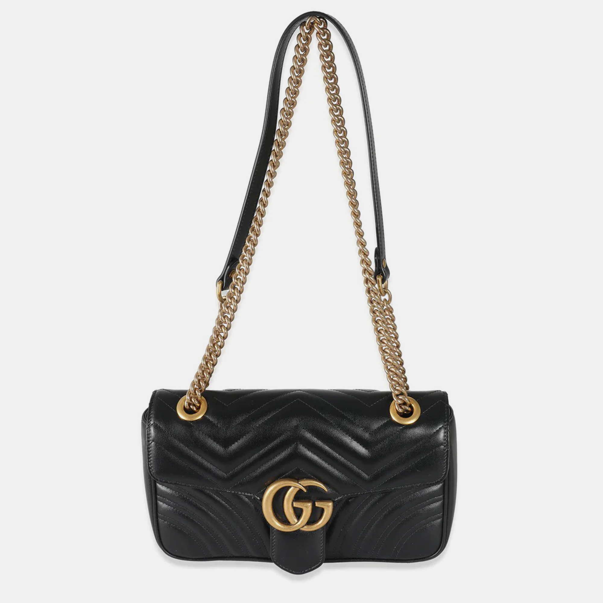 

Gucci Black Leather Medium GG Marmont Bag