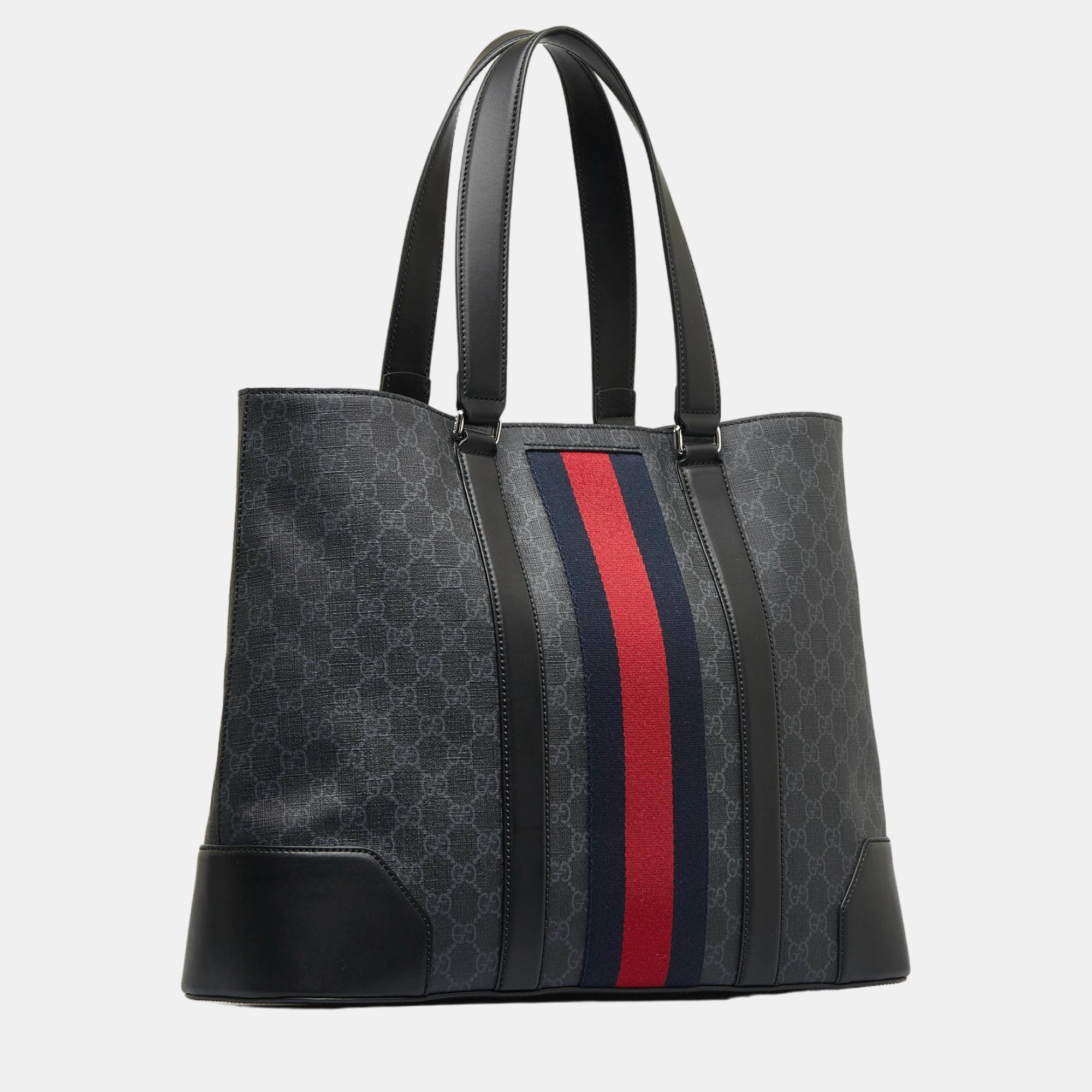 

Gucci Black GG Supreme Web Open Tote