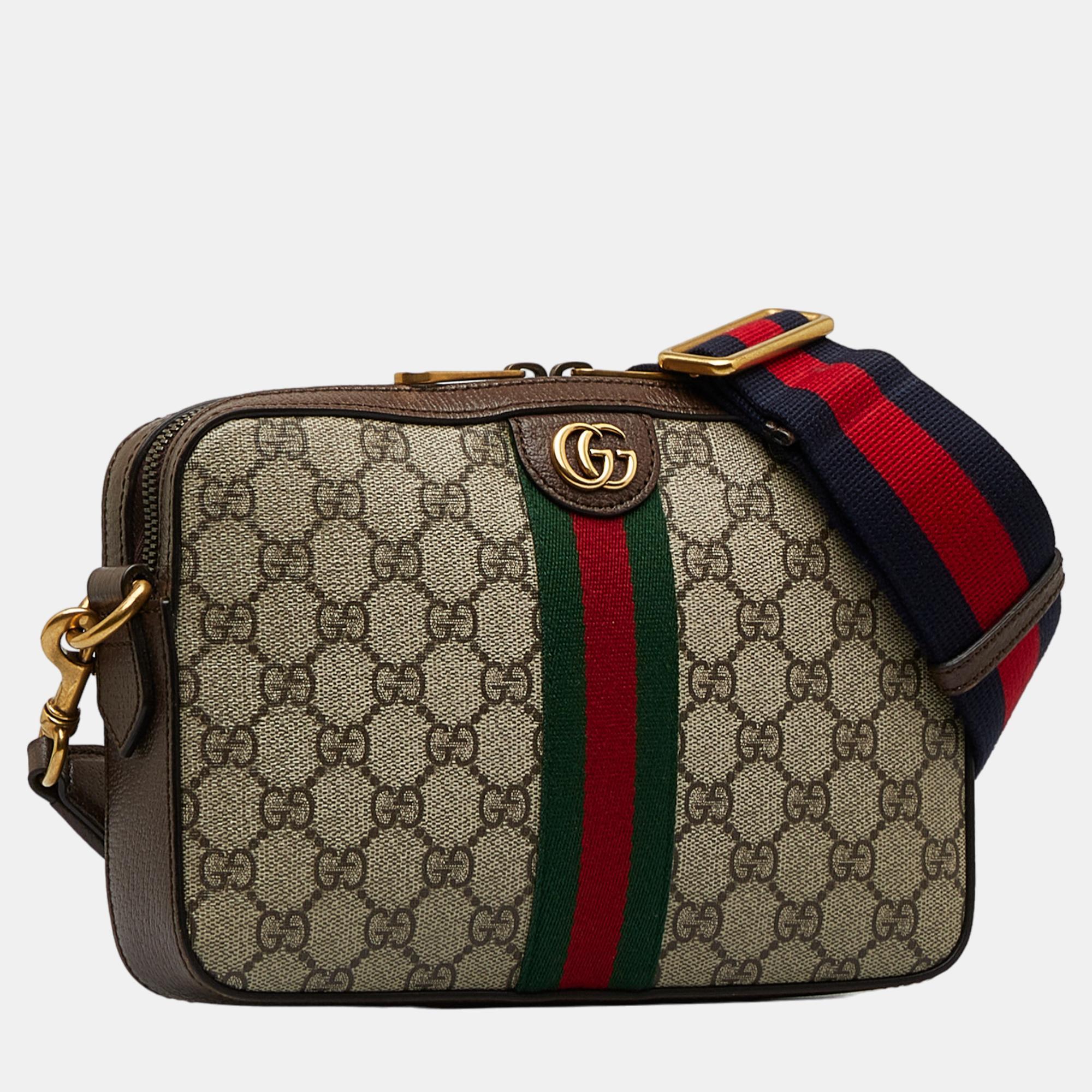 

Gucci Beige/Brown GG Supreme Web Ophidia Crossbody Bag