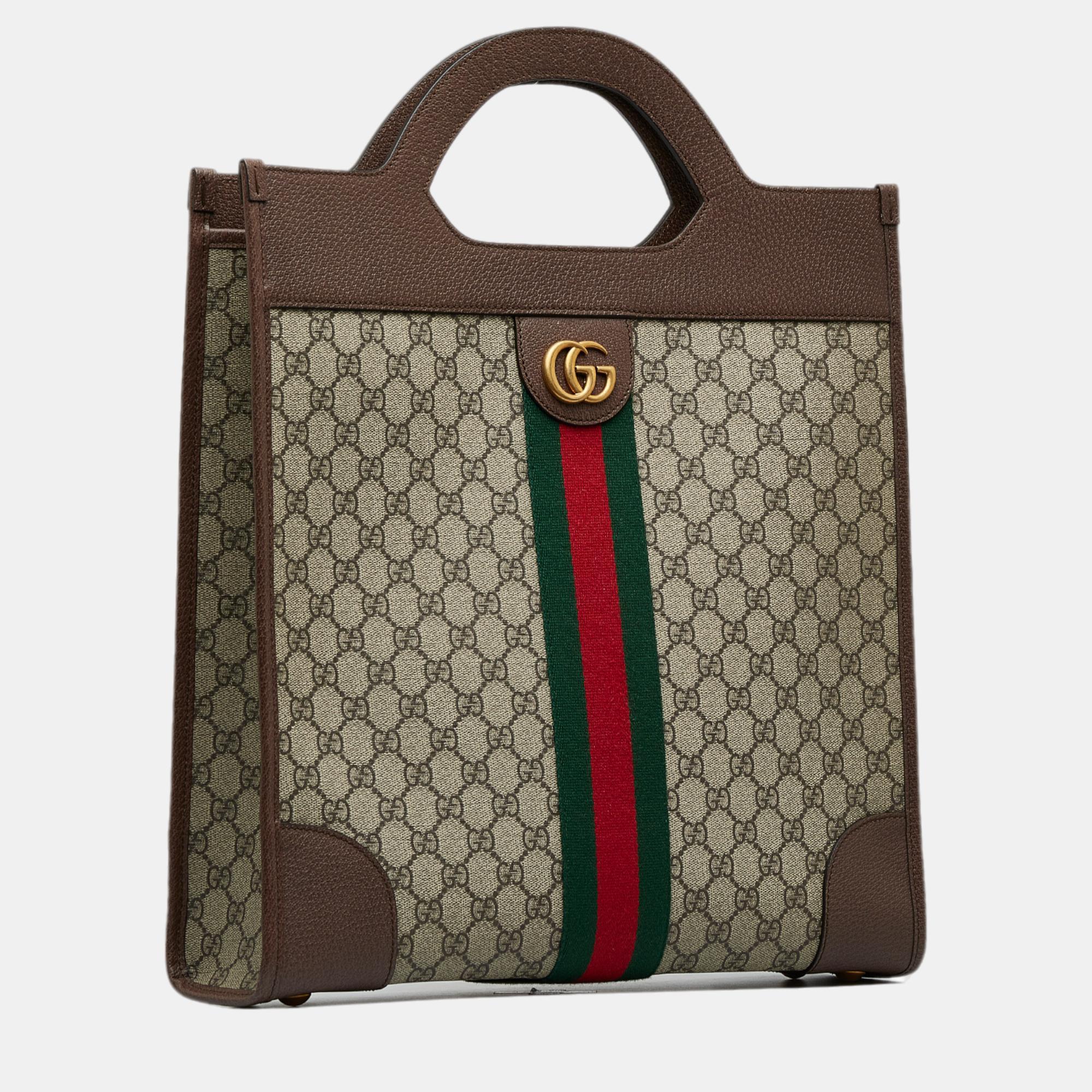 

Gucci Beige/Brown GG Supreme Ophidia Vertical Tote