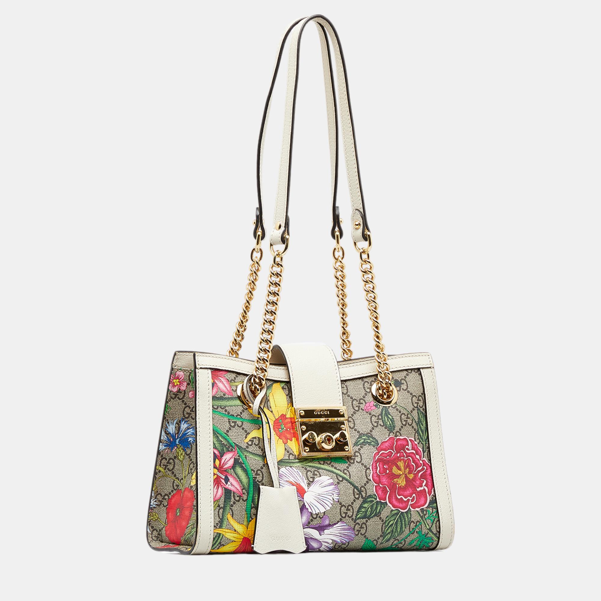 

Gucci Multicolour GG Supreme Flora Padlock Shoulder Bag, Multicolor