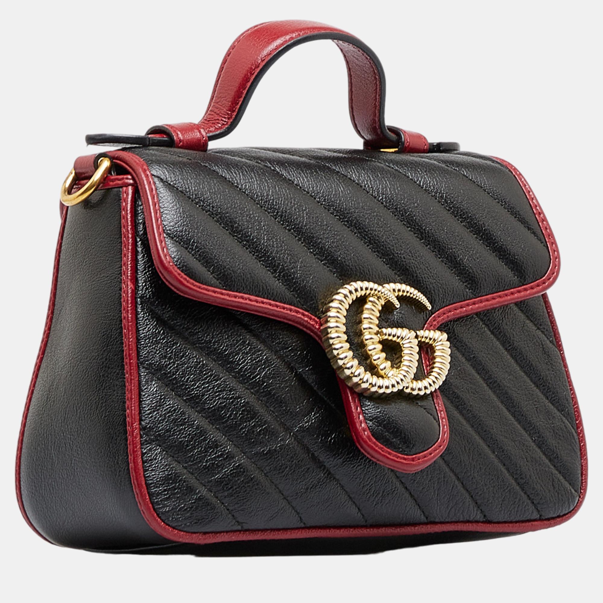 

Gucci Black/Red GG Marmont Torchon Satchel