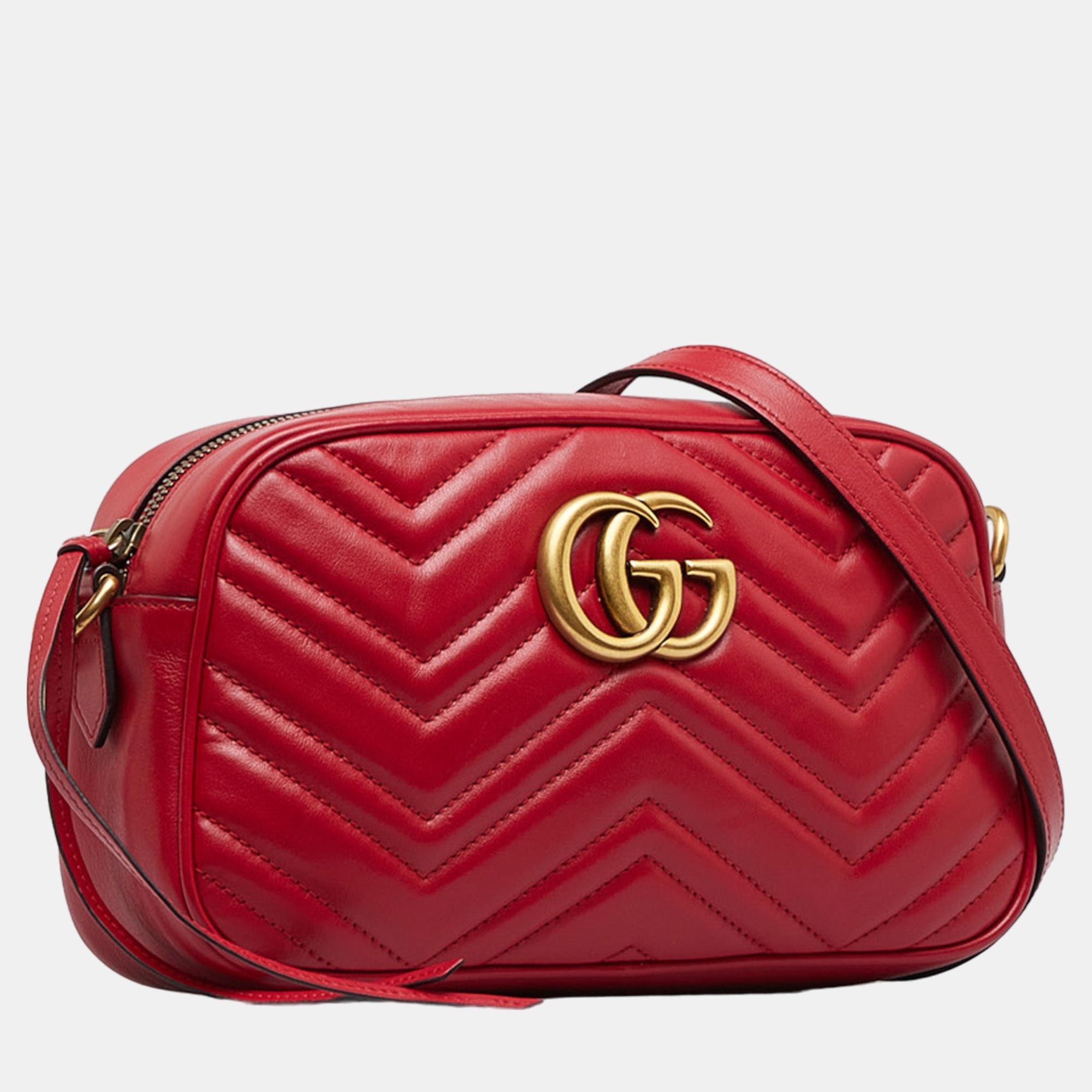 

Gucci Red GG Marmont Matelasse Crossbody Bag