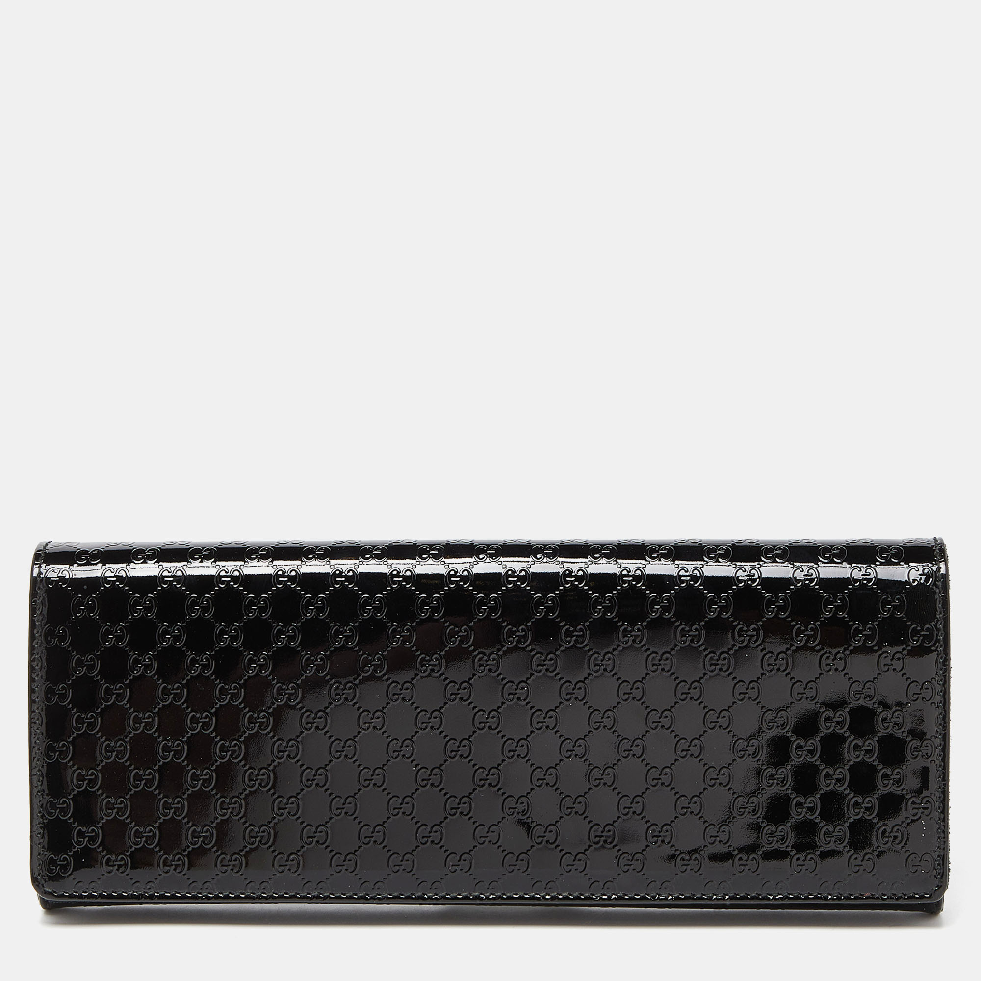 

Gucci Black Microguccissima Patent Leather Small Broadway Clutch