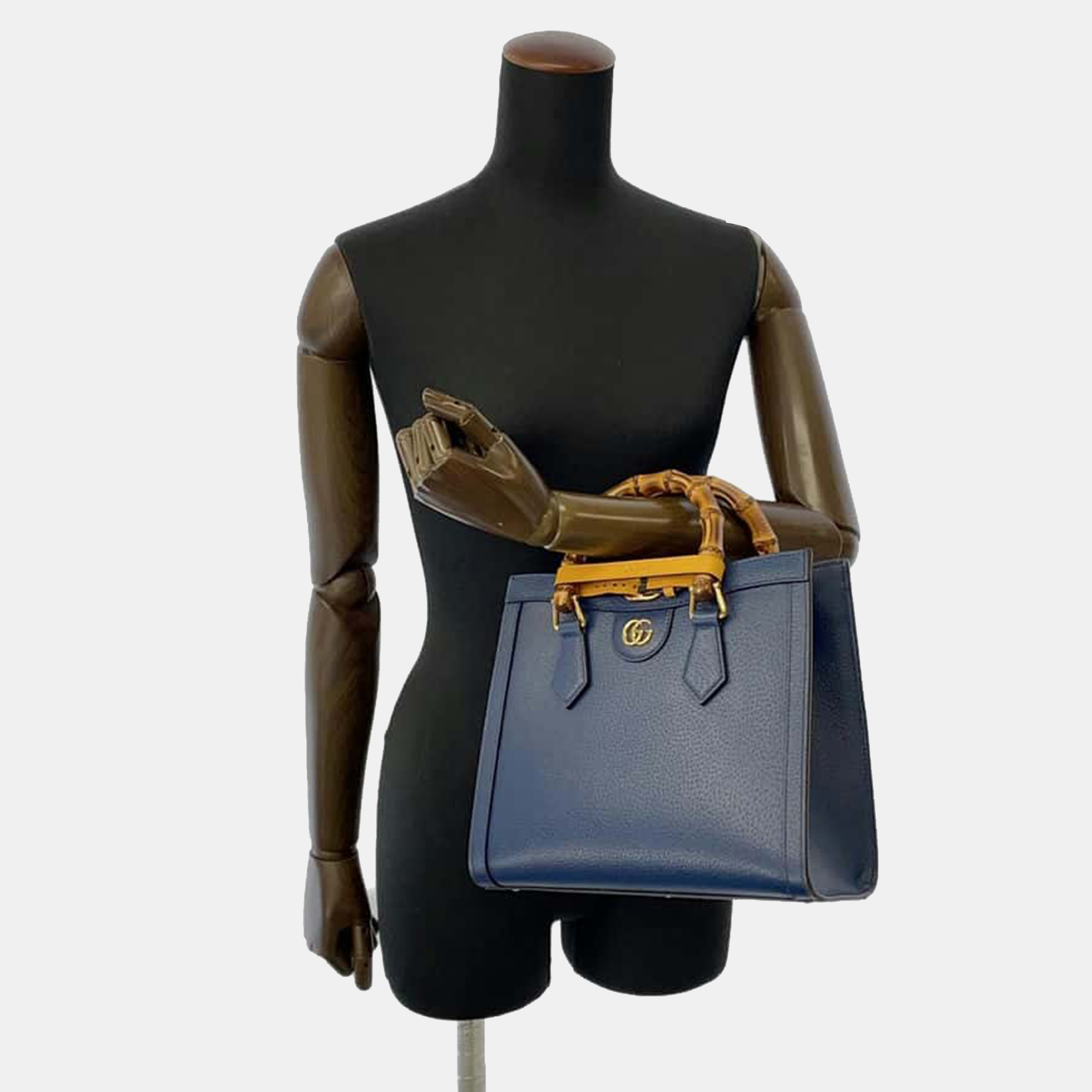 

Gucci Blue Leather Small Bamboo Diana Tote Bag
