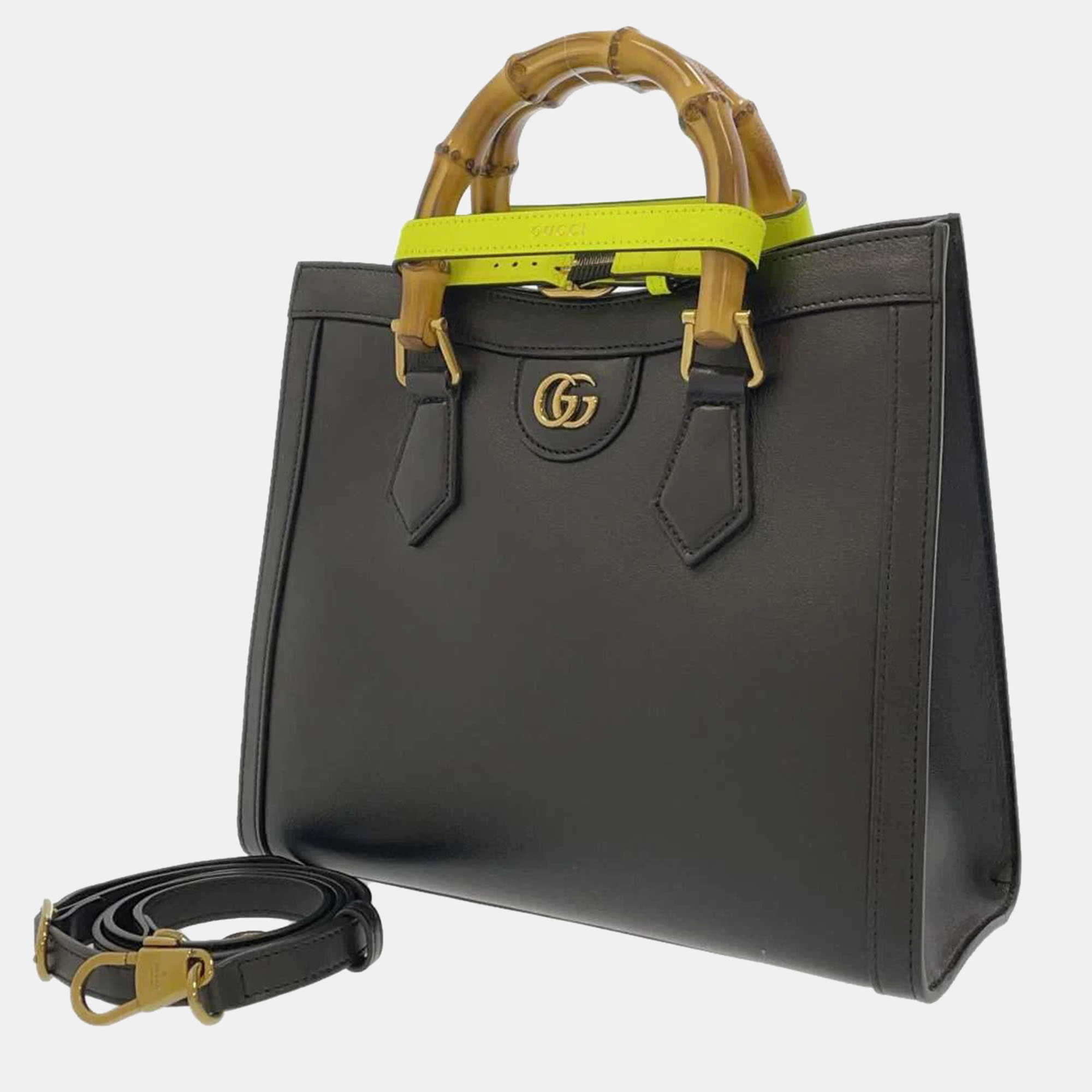 

Gucci Black Leather Small Bamboo Diana Tote Bag