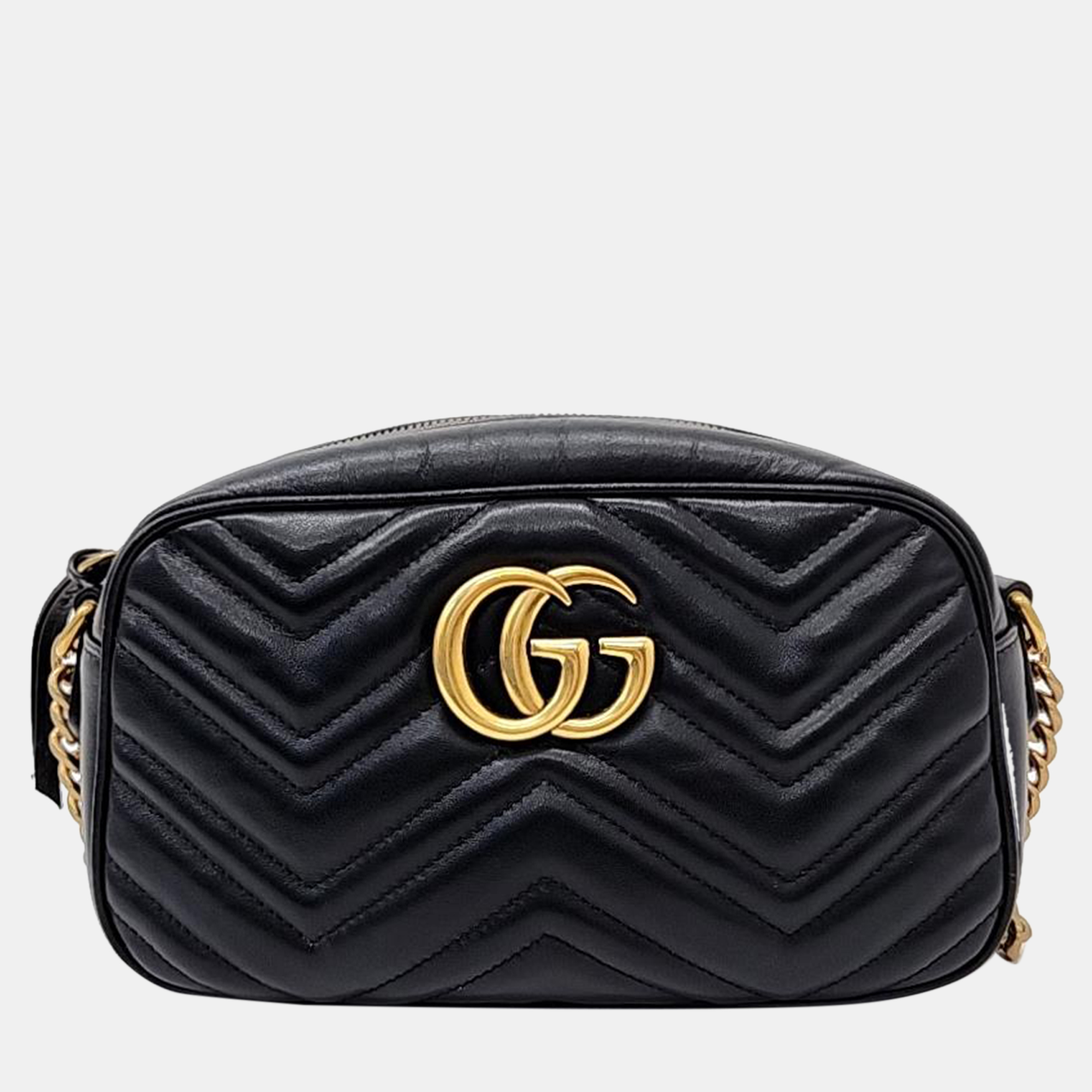 Pre-owned Gucci Marmont Crossbody Bag (447632) In Black