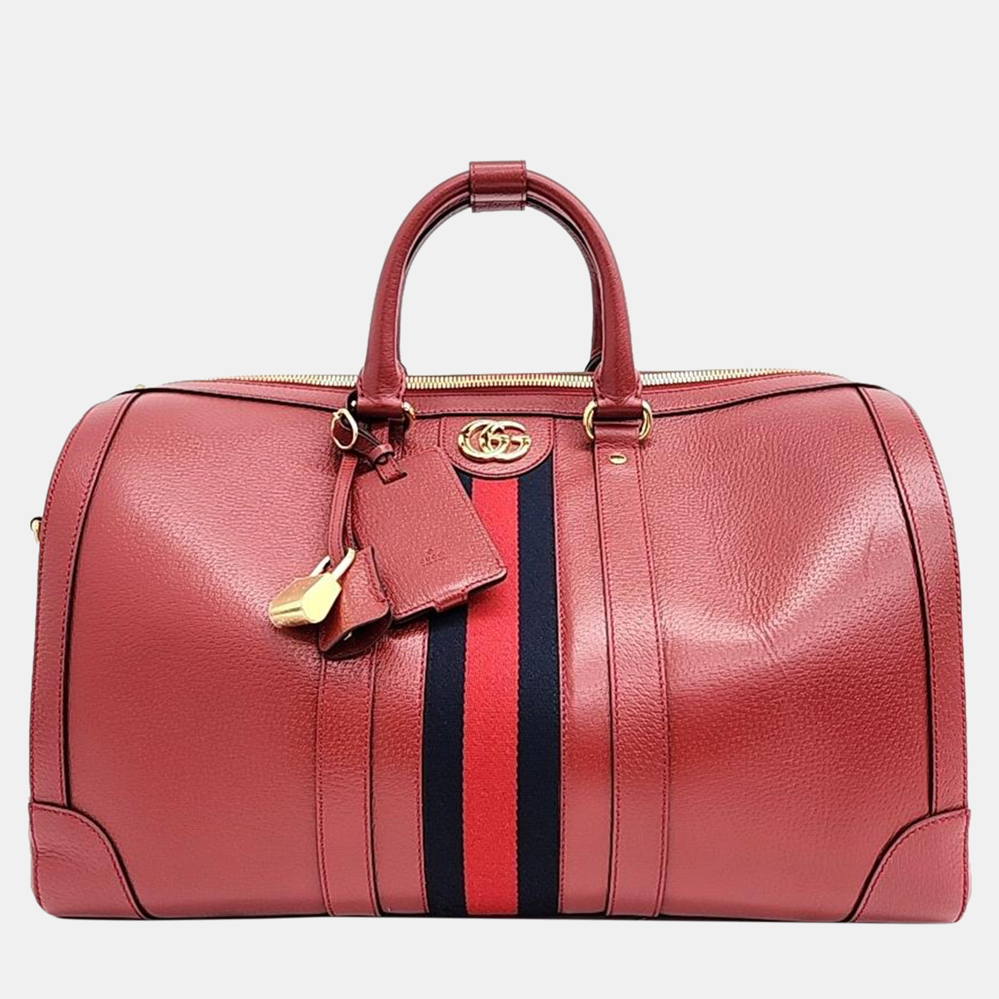 Pre-owned Gucci Red Leather Medium Savoy Duffle Bag