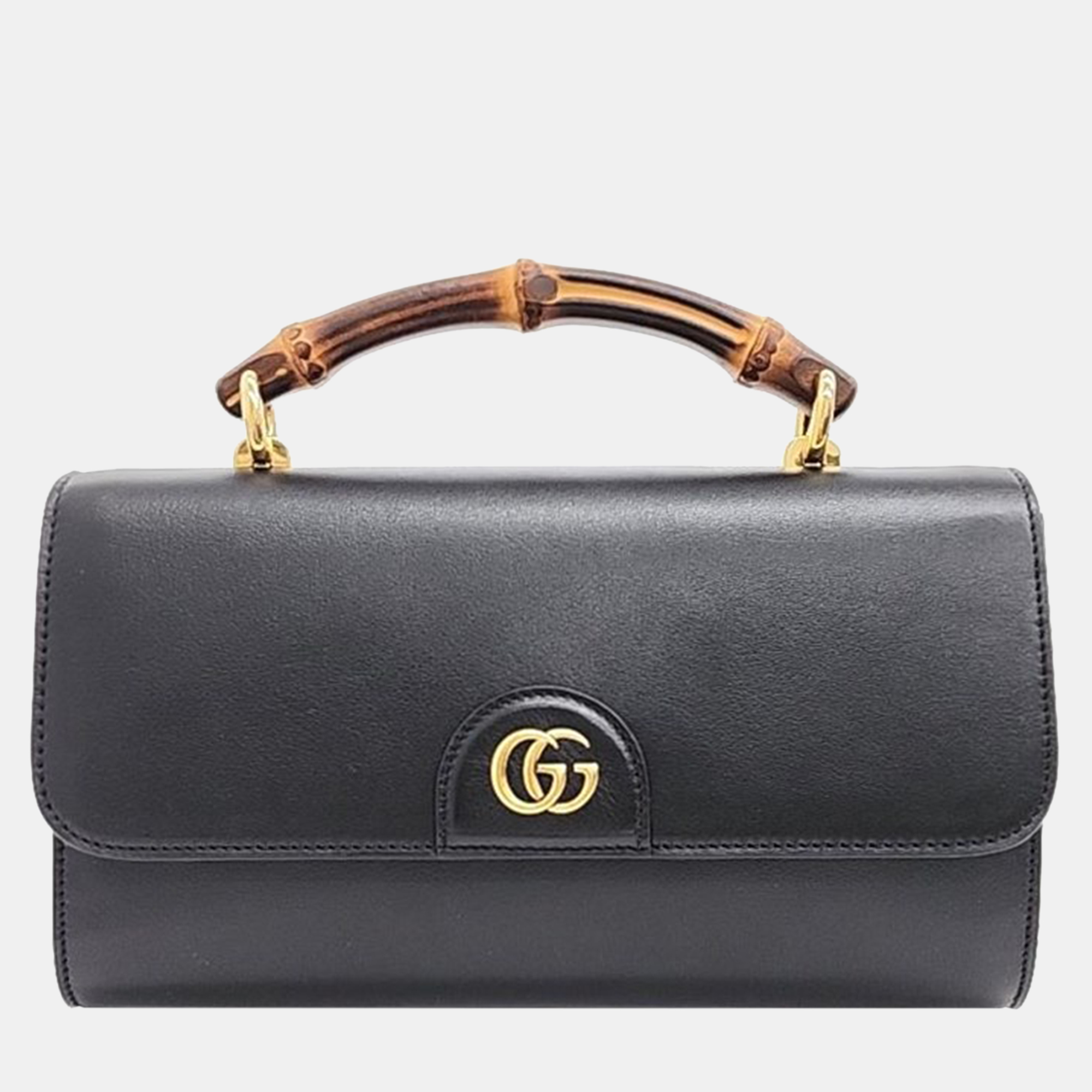 

Gucci Black Leather Flap Diana Bamboo Top Handle Bag