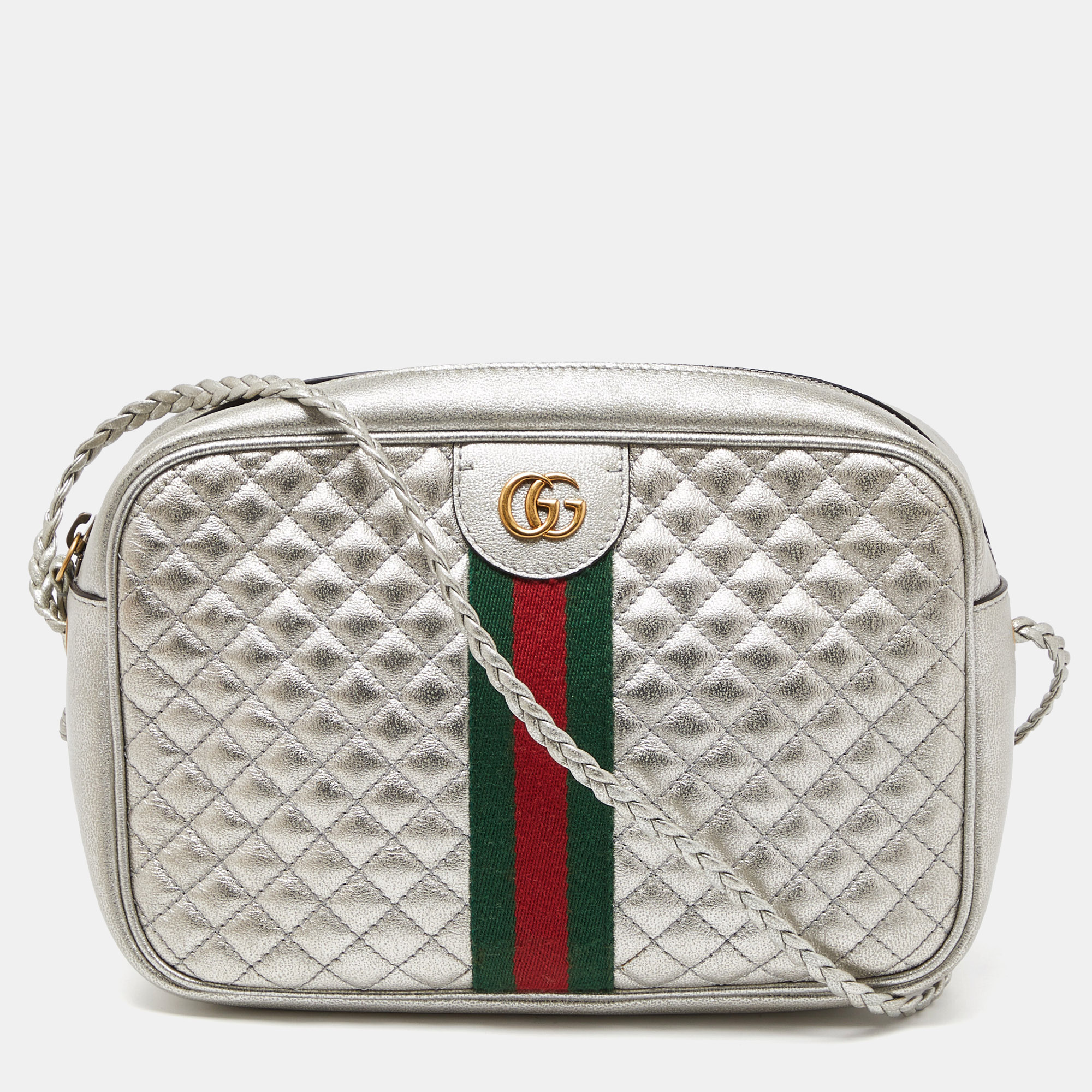 Pre-owned Gucci Silver Quilted Leather Small Trapuntata Shoulder Bag