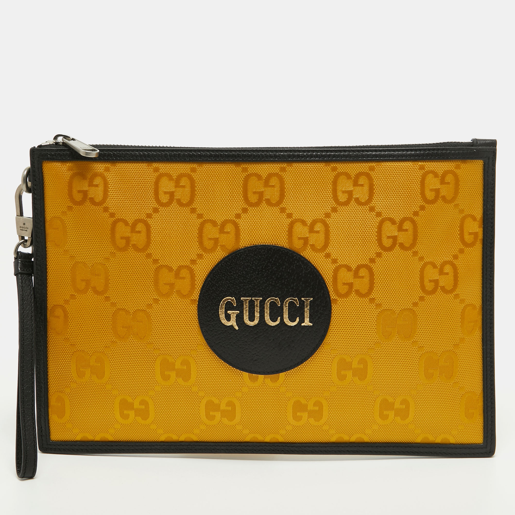 

Gucci Mustard/Black GG Nylon and Leather Off The Grid Clutch, Yellow