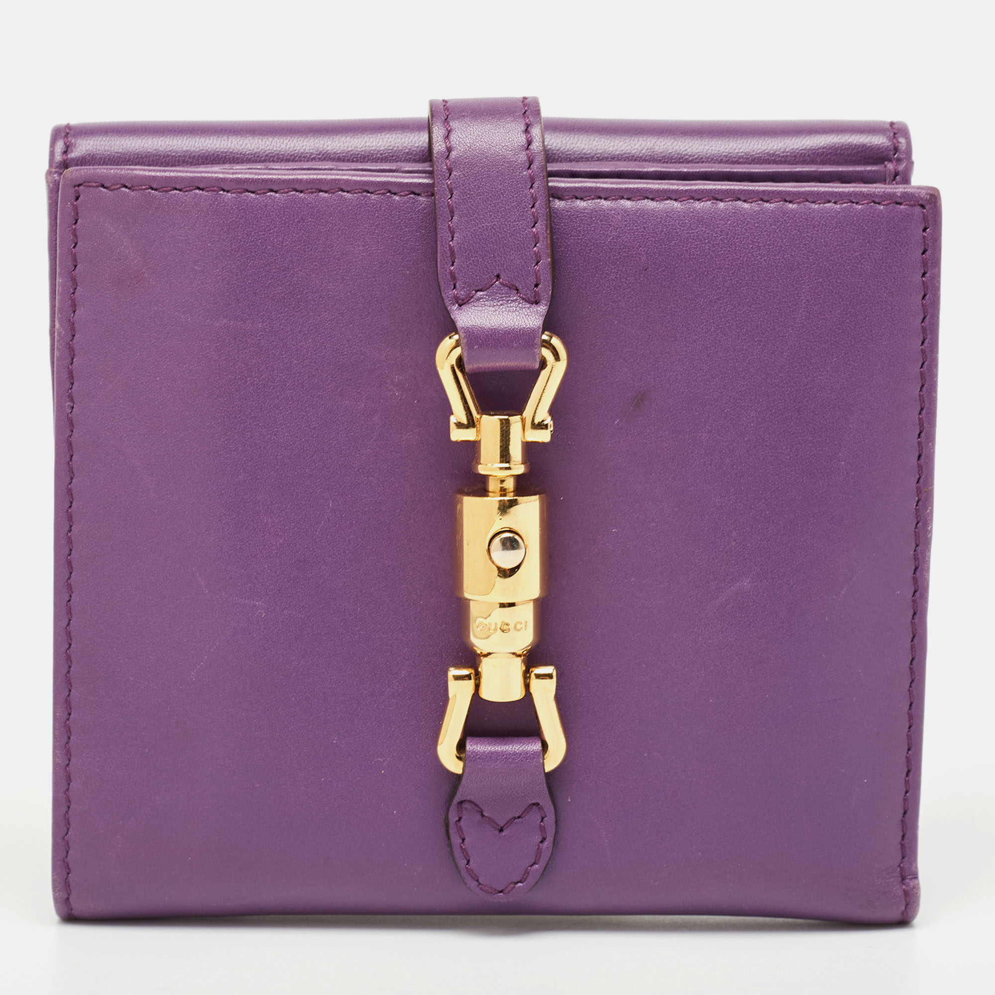 Pre-owned Gucci Purple Leather Jackie 1961 French Wallet
