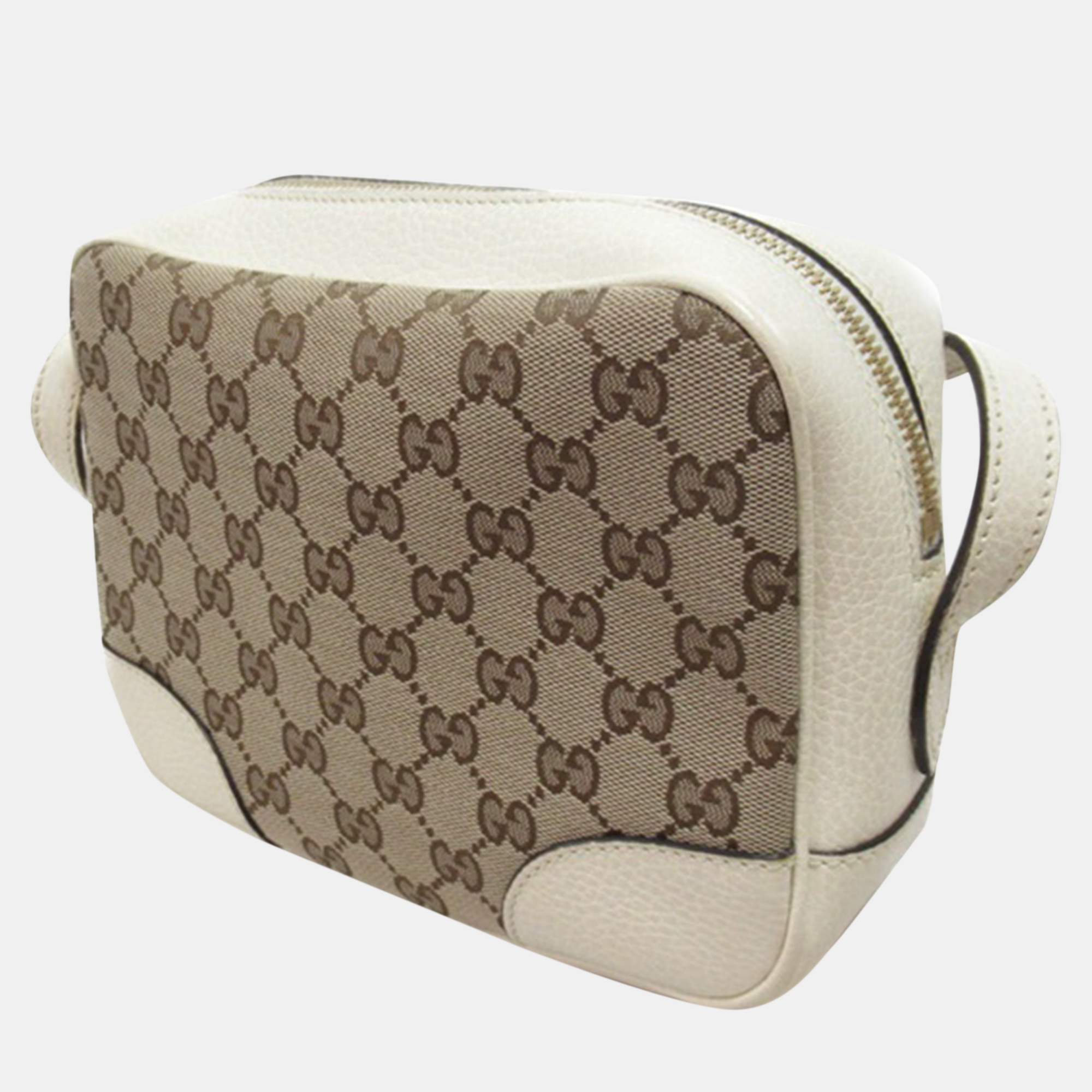 

Gucci White Leather and GG Canvas Bree Messenger Bag