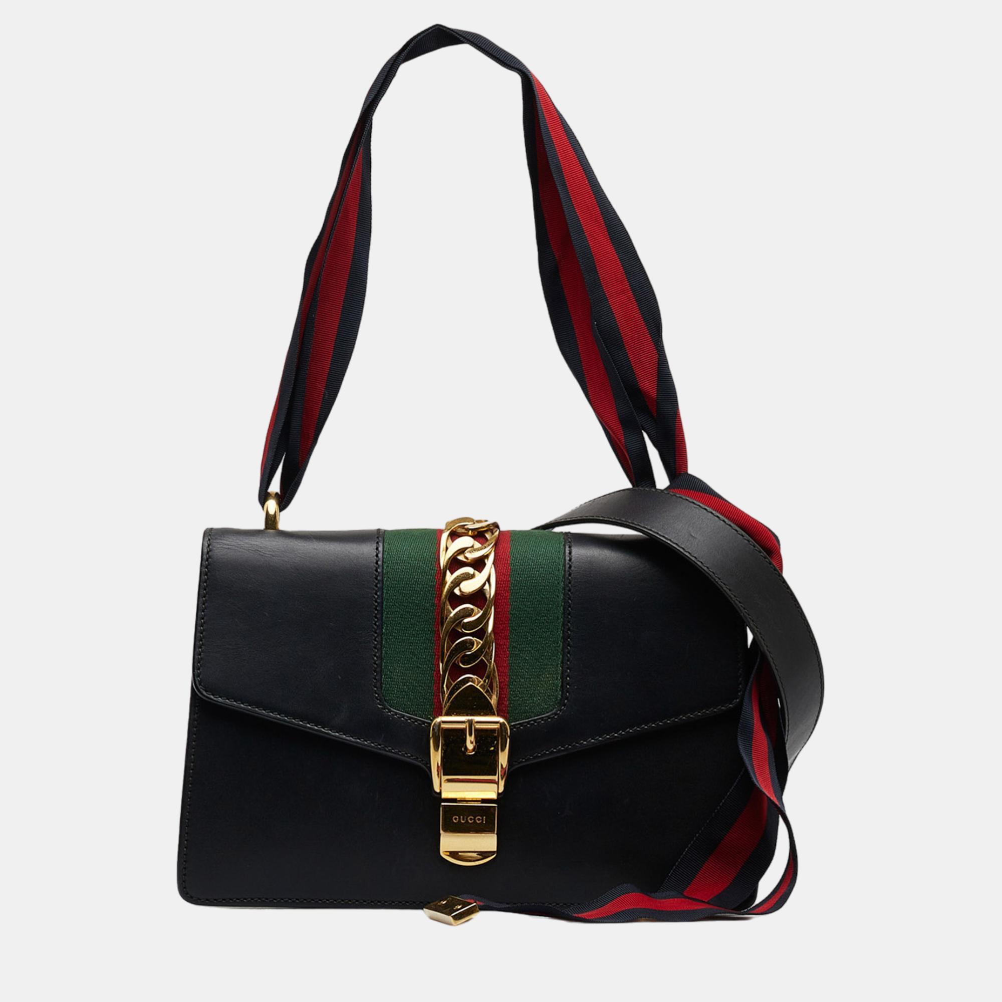 Pre-owned Gucci Black Small Sylvie Satchel