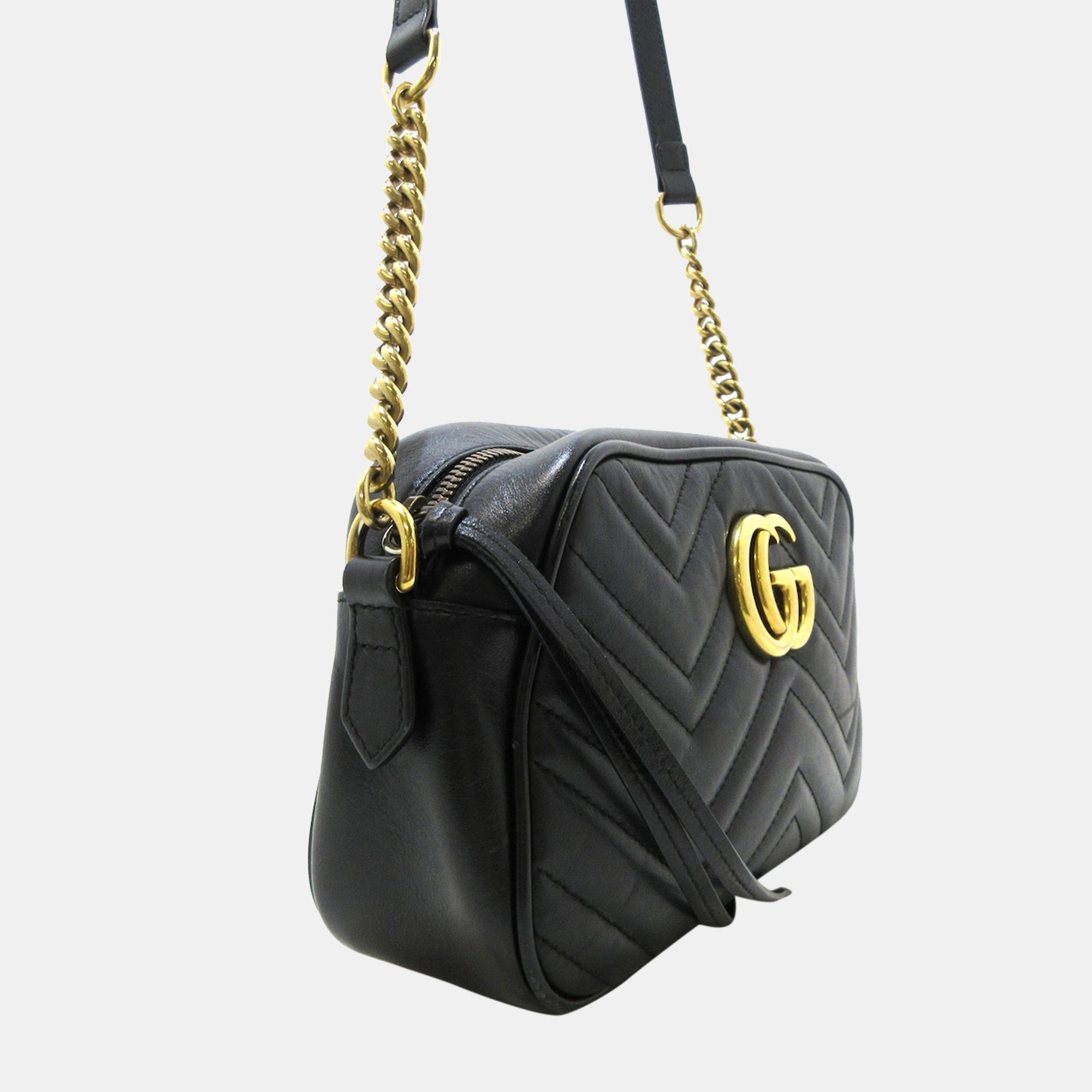 

Gucci Black Leather Small GG Marmont Shoulder Bag