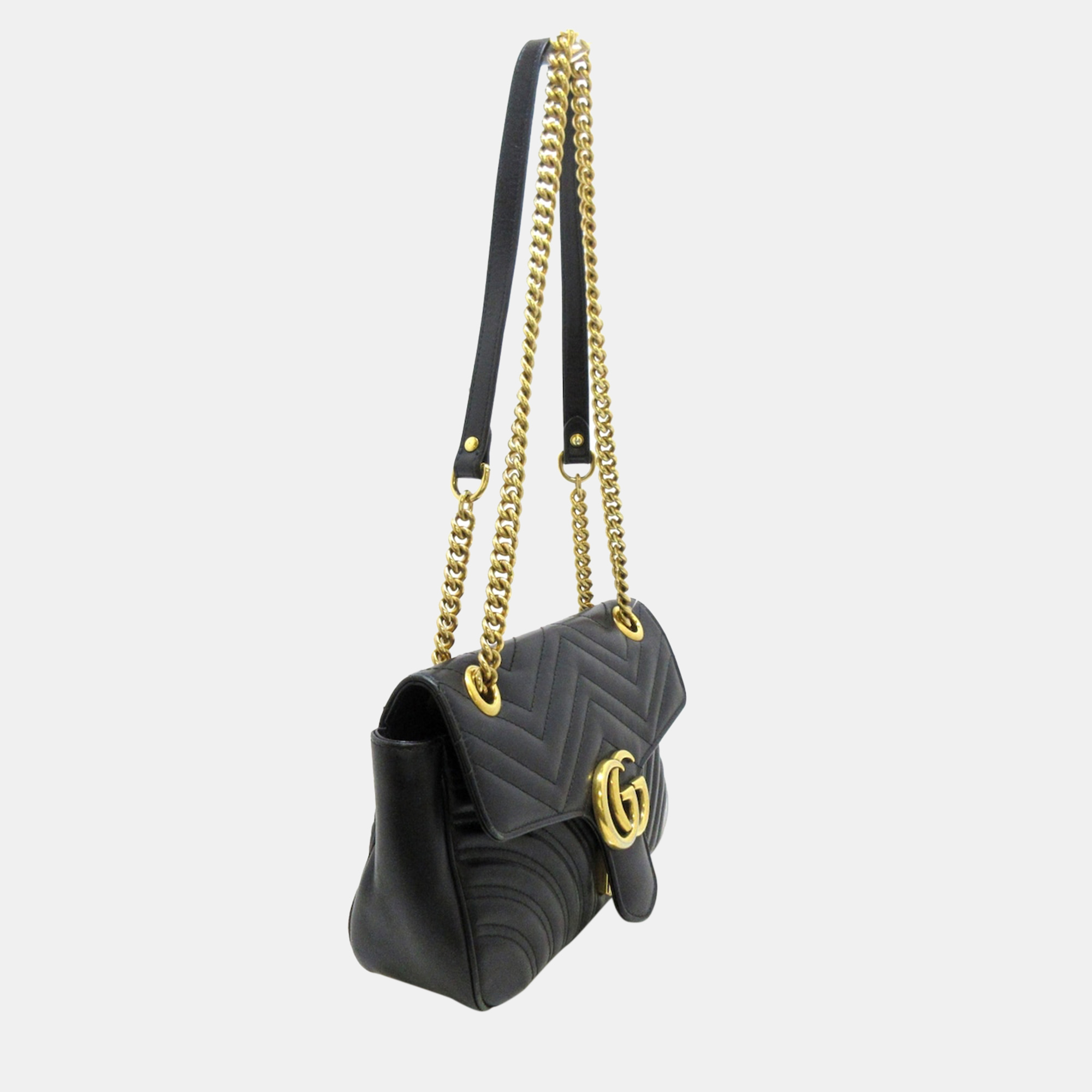 

Gucci Black Leather Small GG Marmont Shoulder Bag