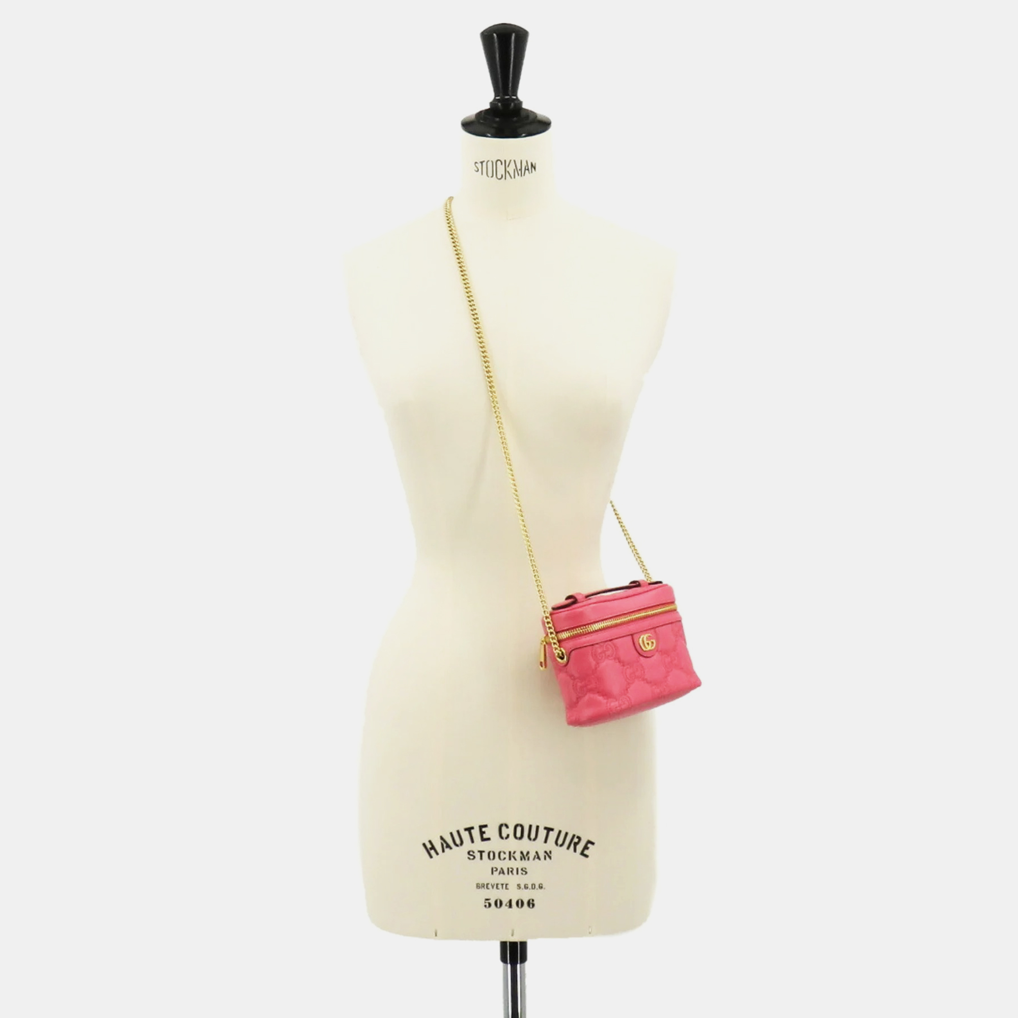 

GUCCI Leather Pink GG Matelasse Mini Top Handle Vanity Bag