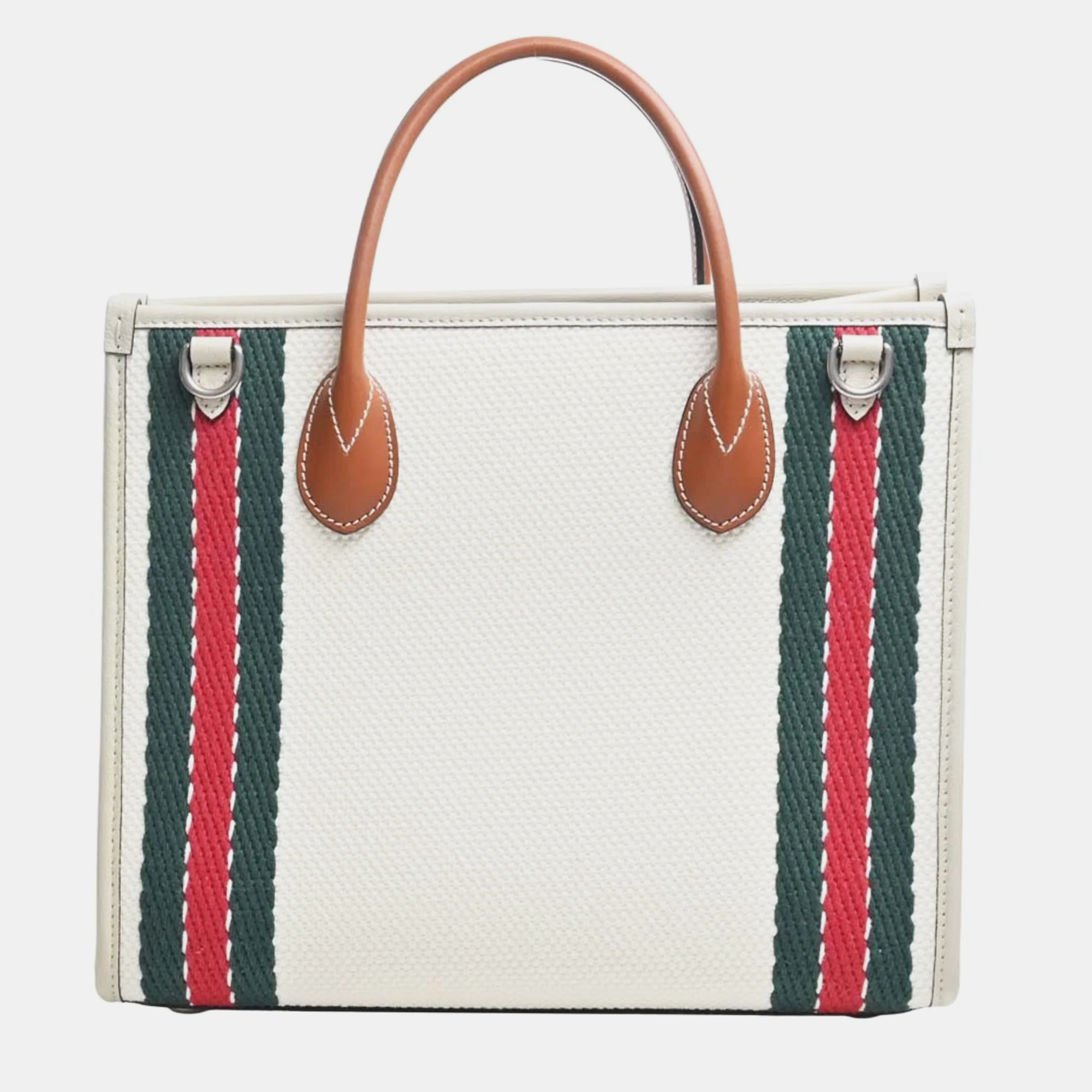 

Gucci Canvas Embroidered Interlocking G Tote Bag, White