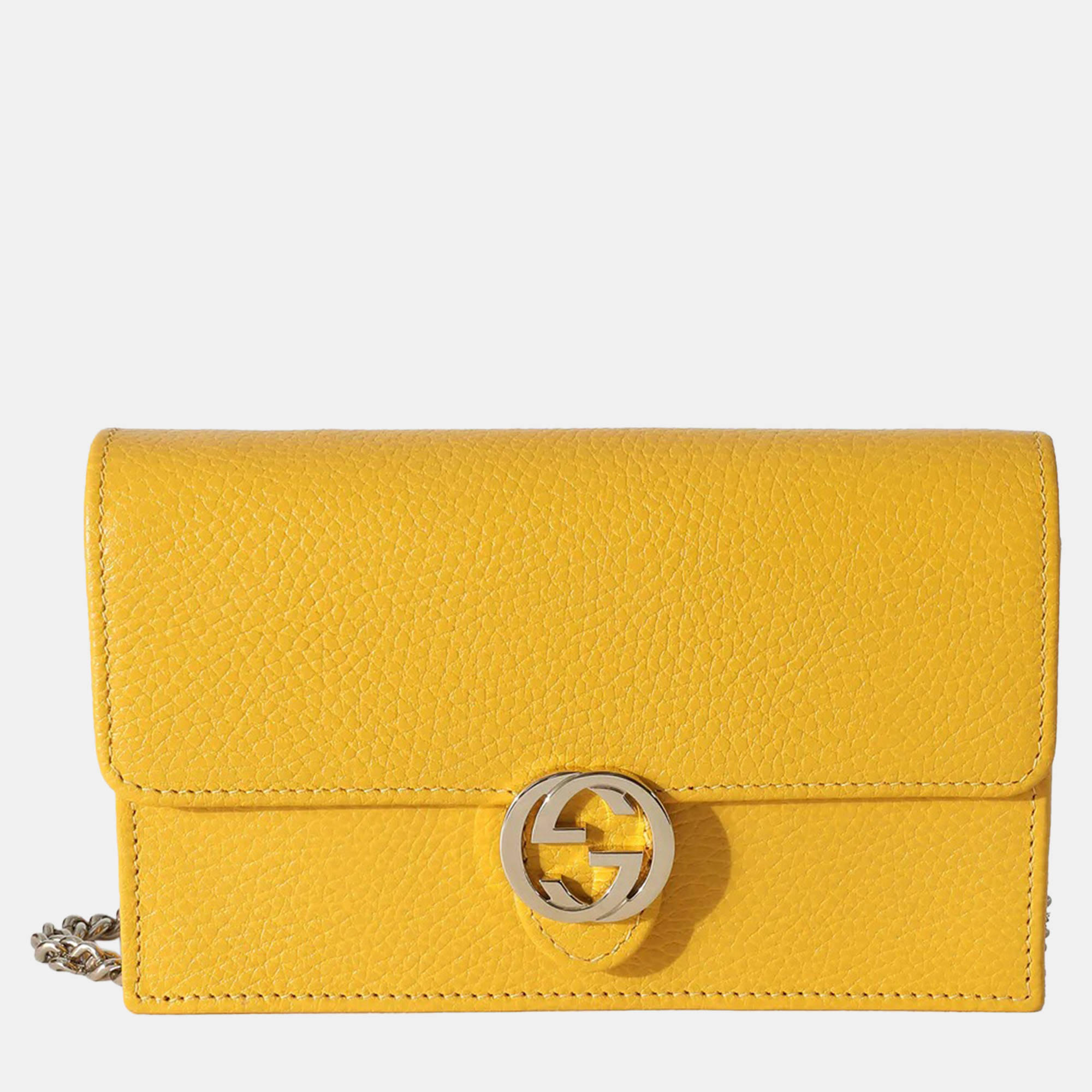 

Gucci Yellow Leather Interlocking G Dollar Wallet On Chain