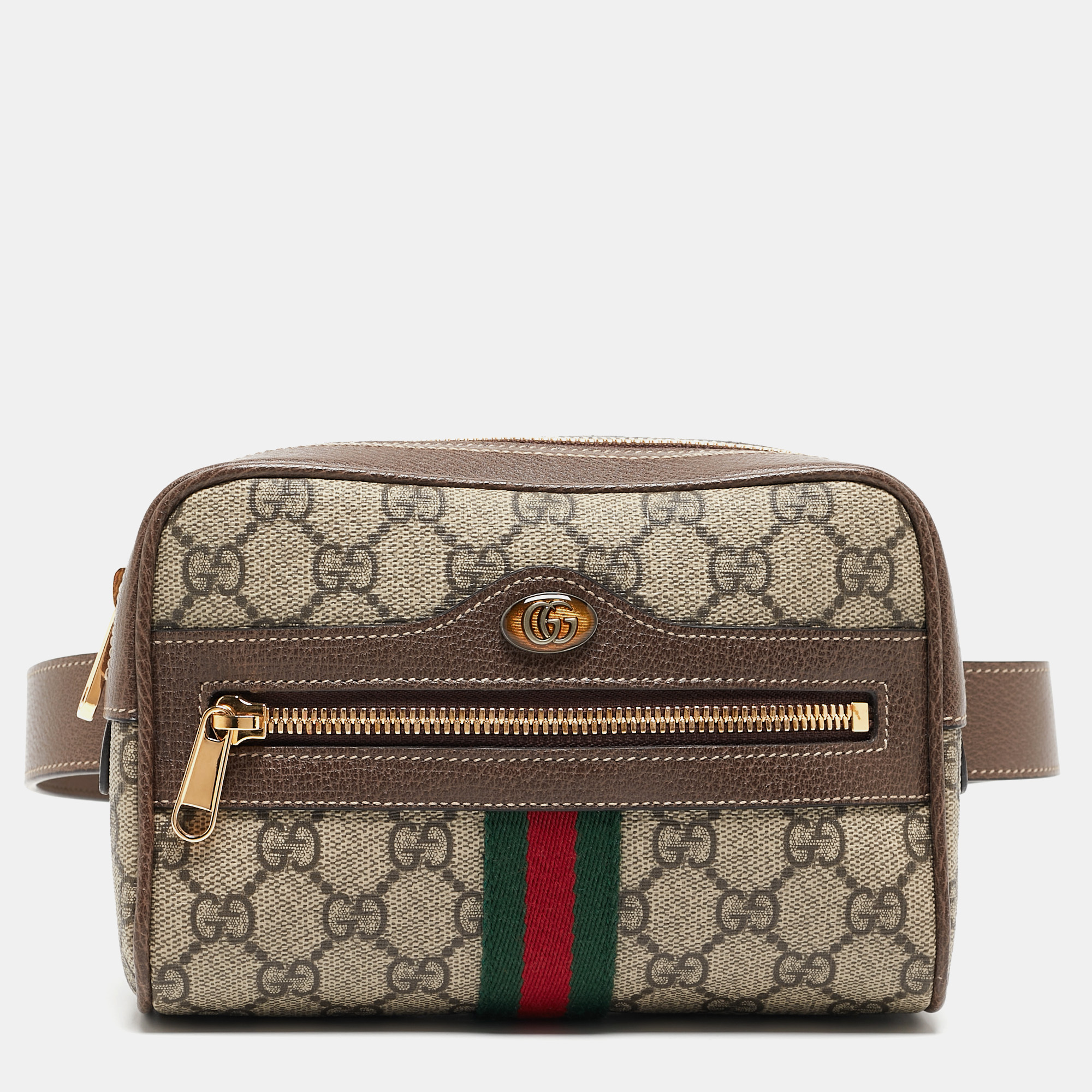 

Gucci Brown/Beige GG Supreme Canvas and Leather Small Ophidia Belt Bag