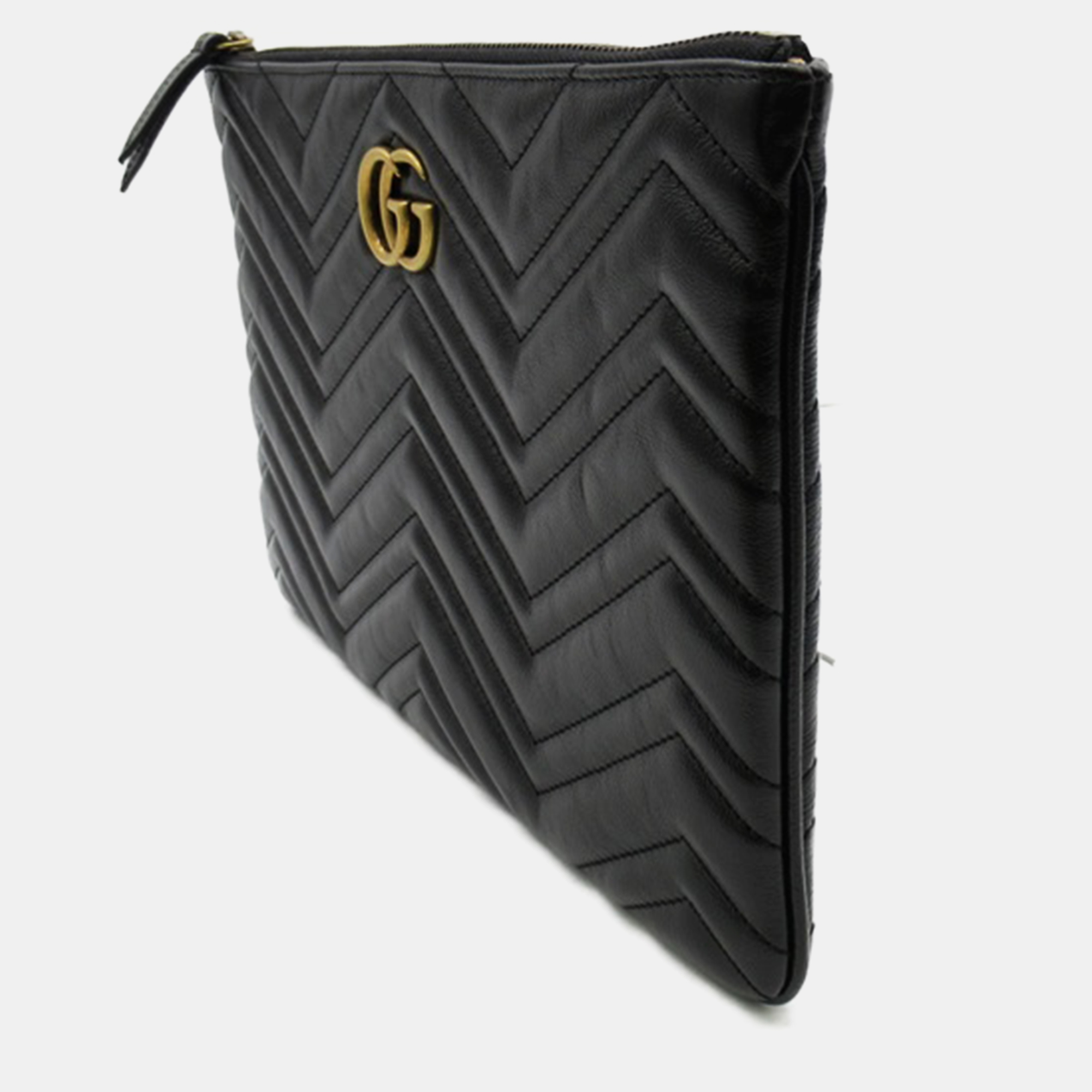 

Gucci Black Leather GG Marmont Clutch Bag