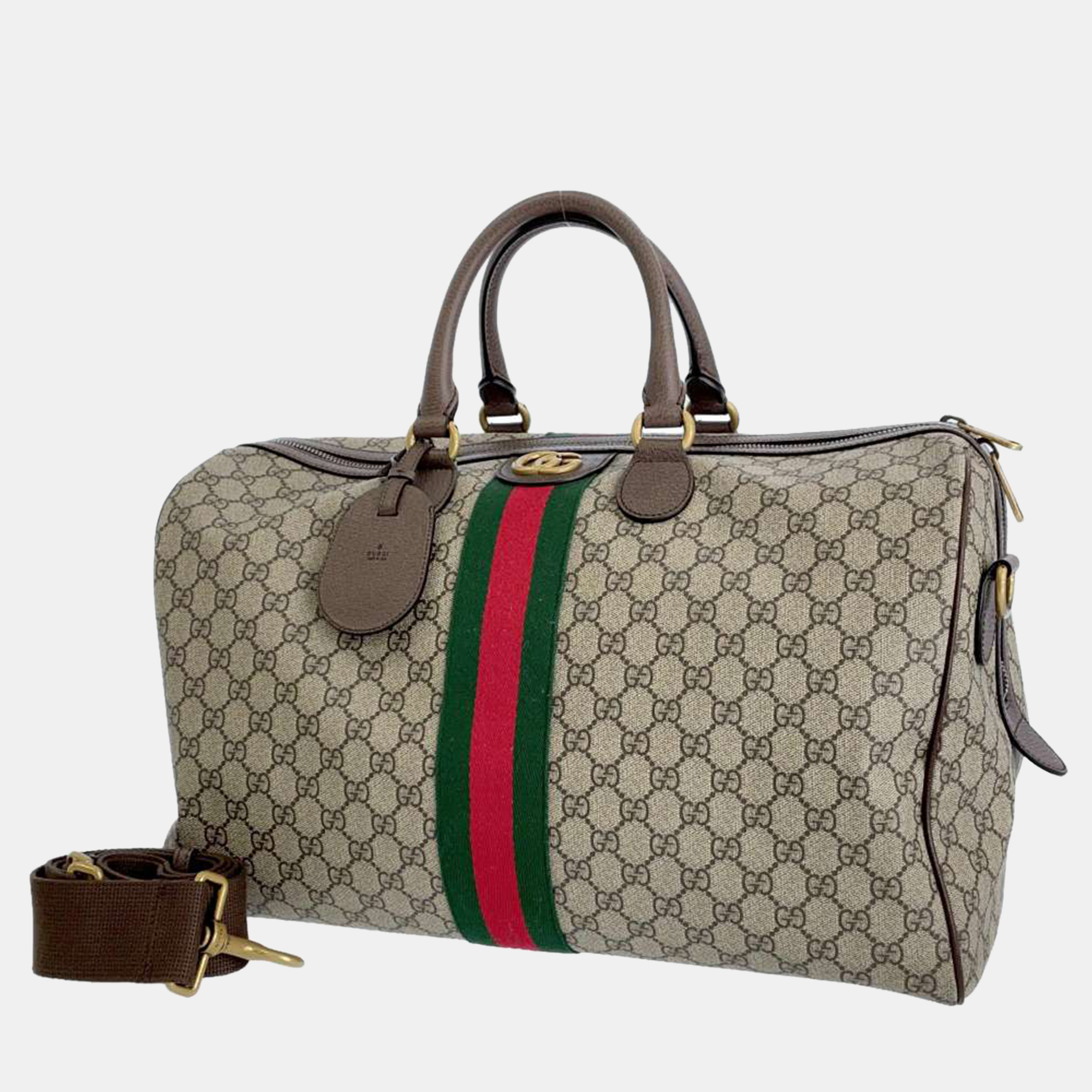 

Gucci Beige GG Canvas GG Supreme Travel Boston Bag