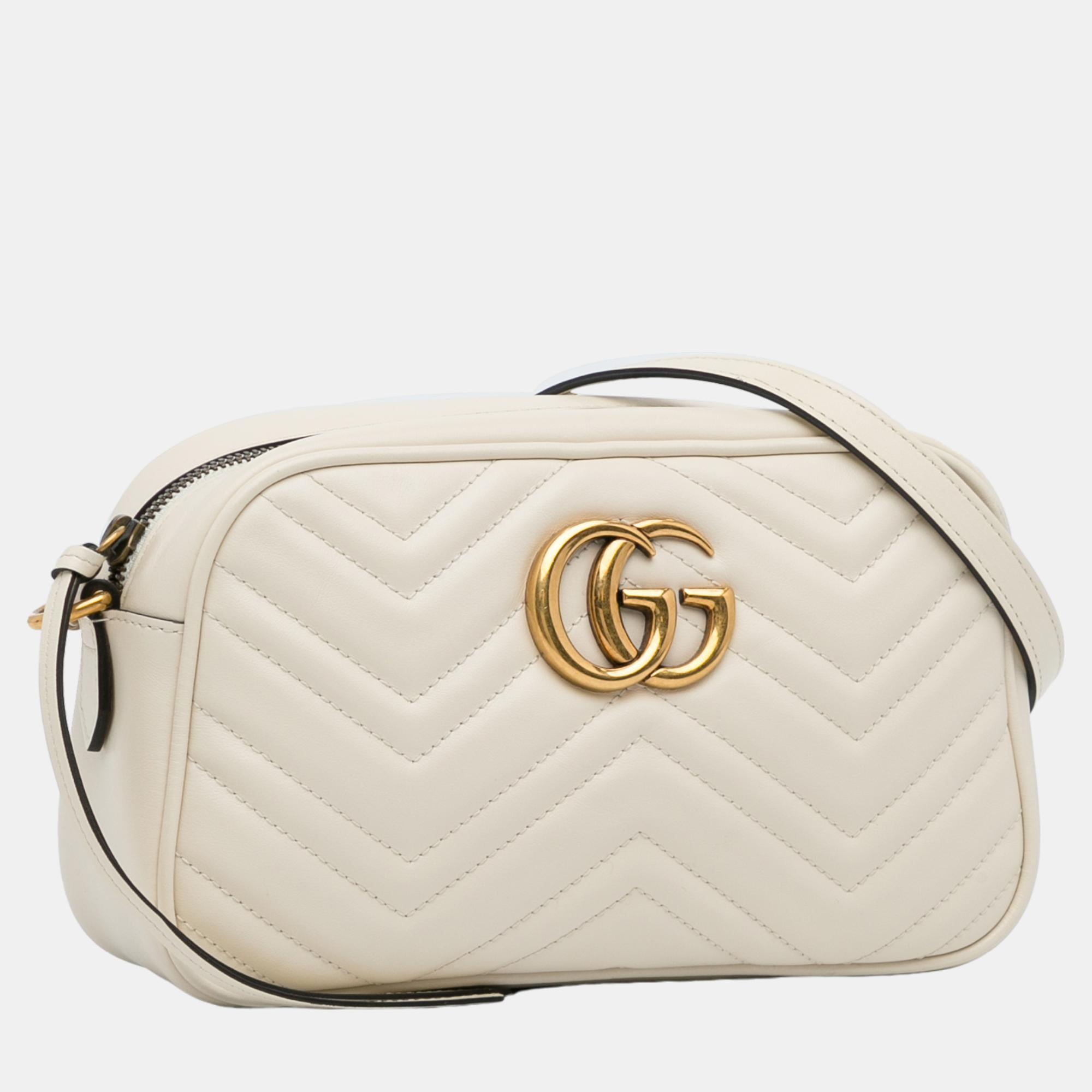 

Gucci White Small GG Marmont Matelasse Crossbody