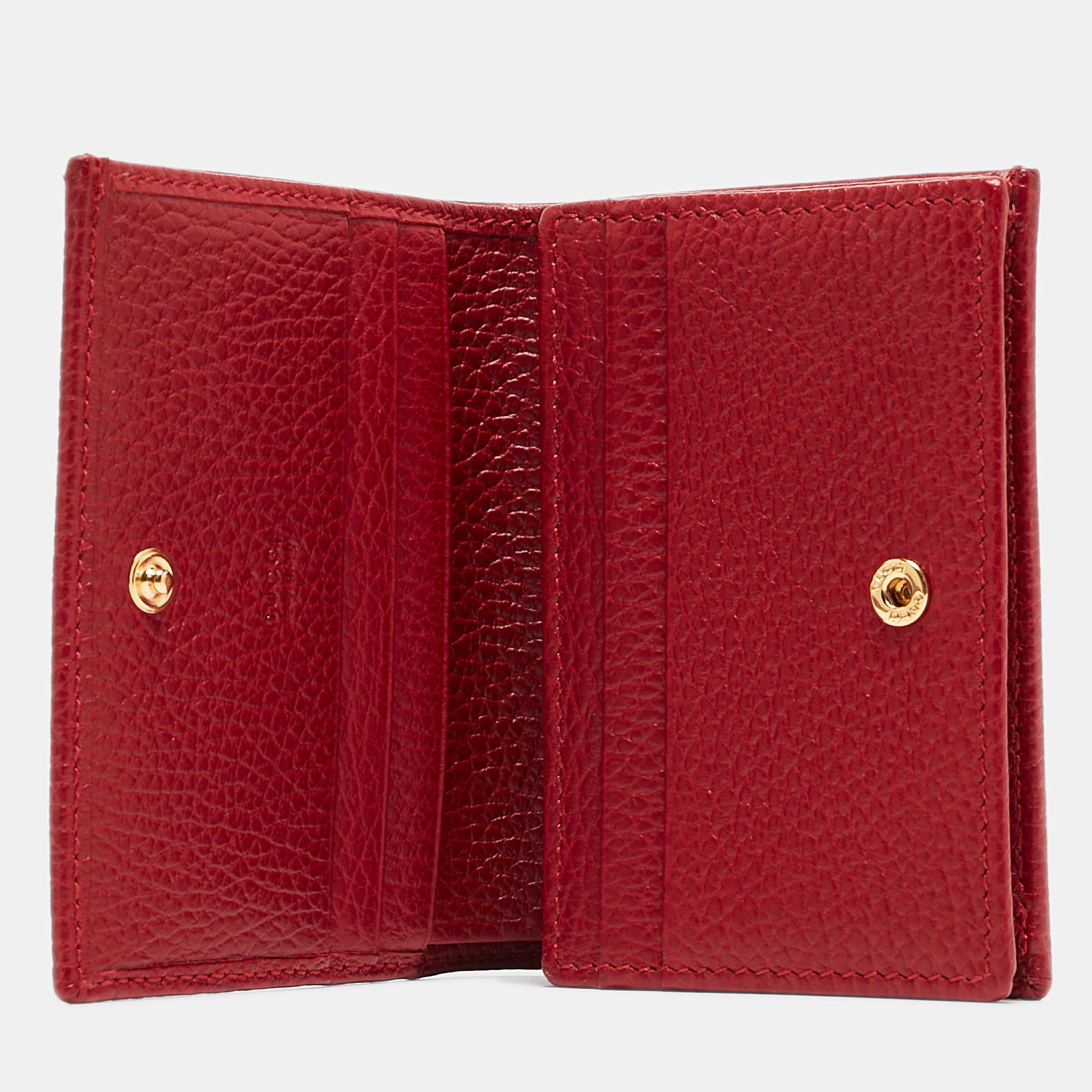 

Gucci Red Leather GG Marmont Flap Card Case