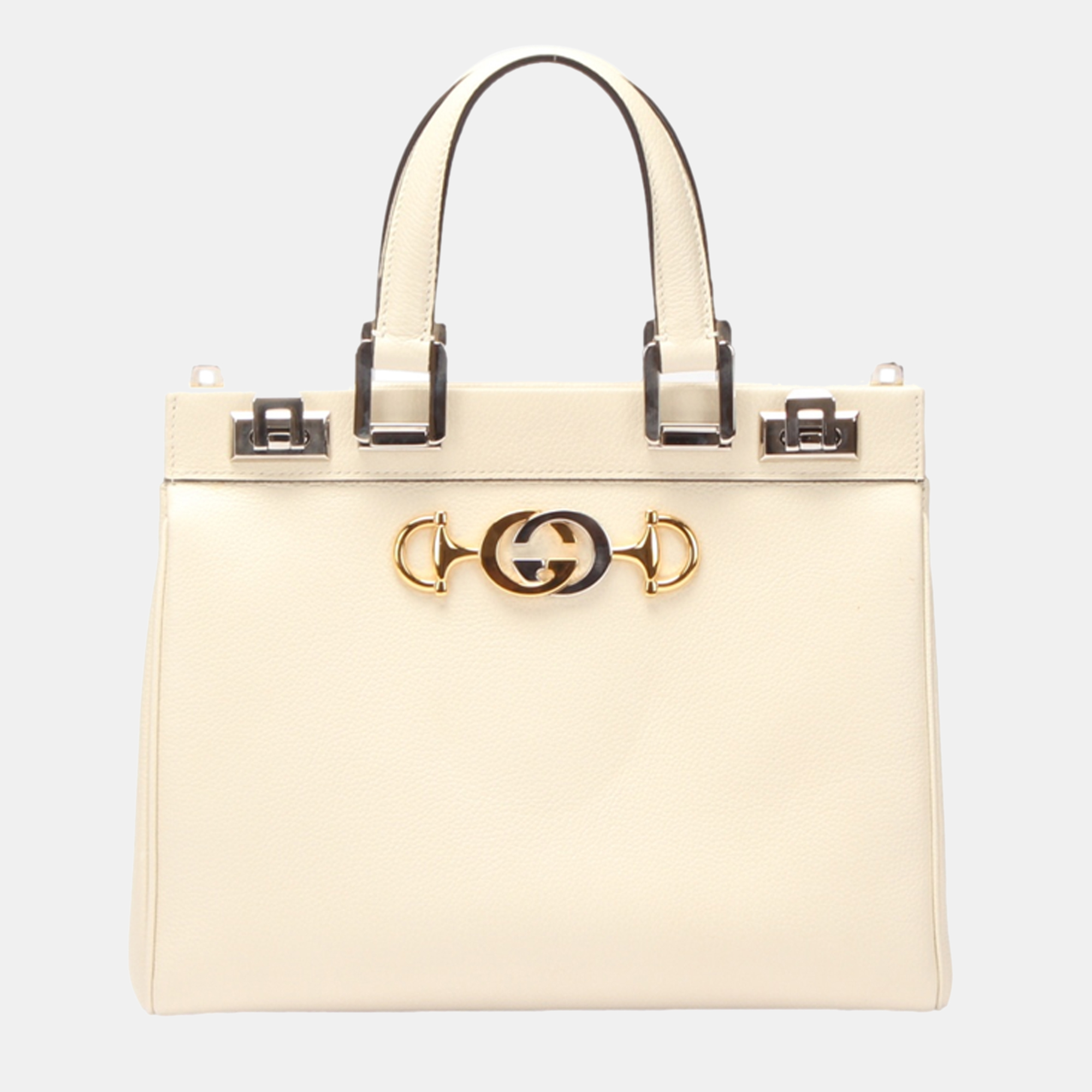 

Gucci White Leather Medium Zumi Top Handle Bag