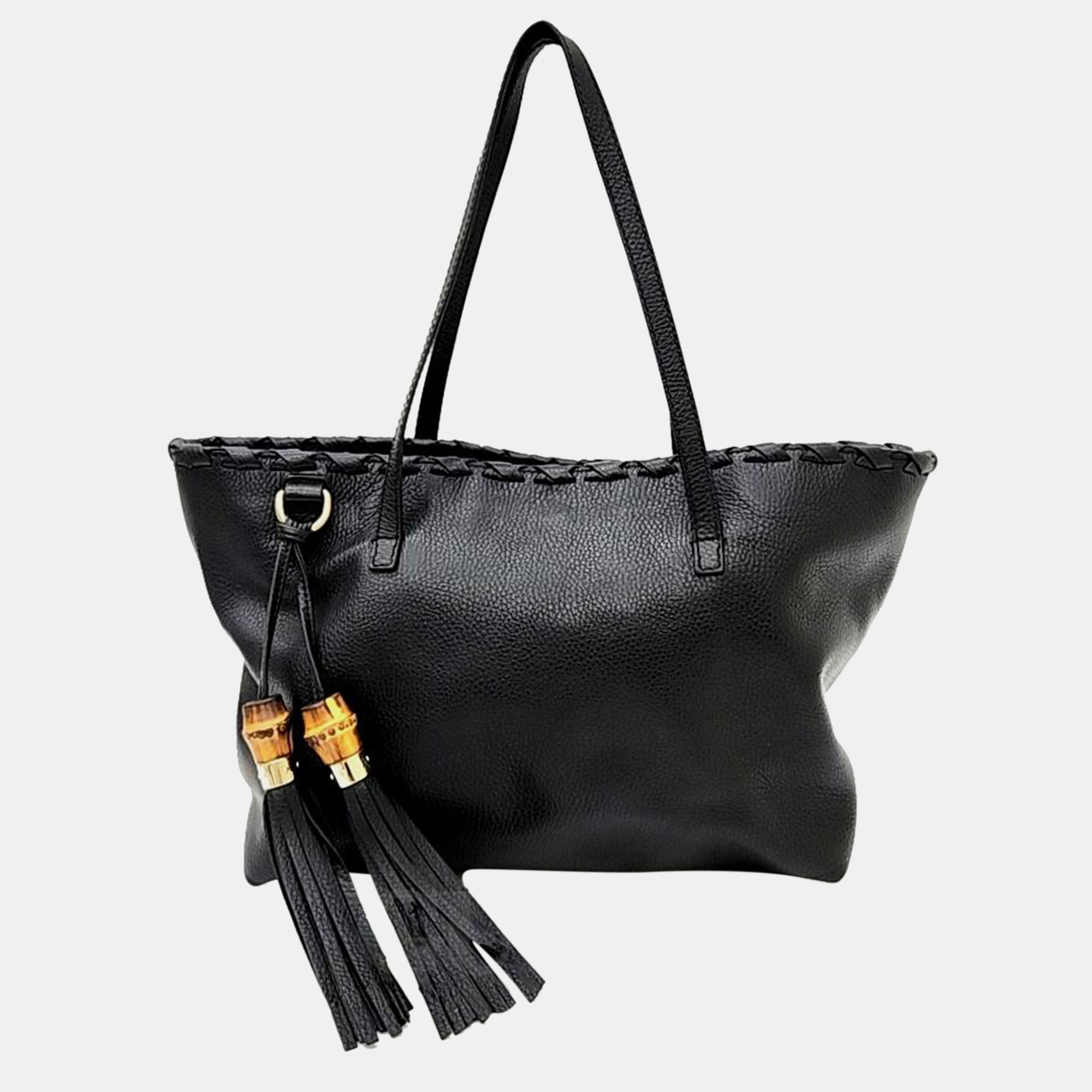 

Gucci Black Leather Bamboo Shoulder Bag (354665)