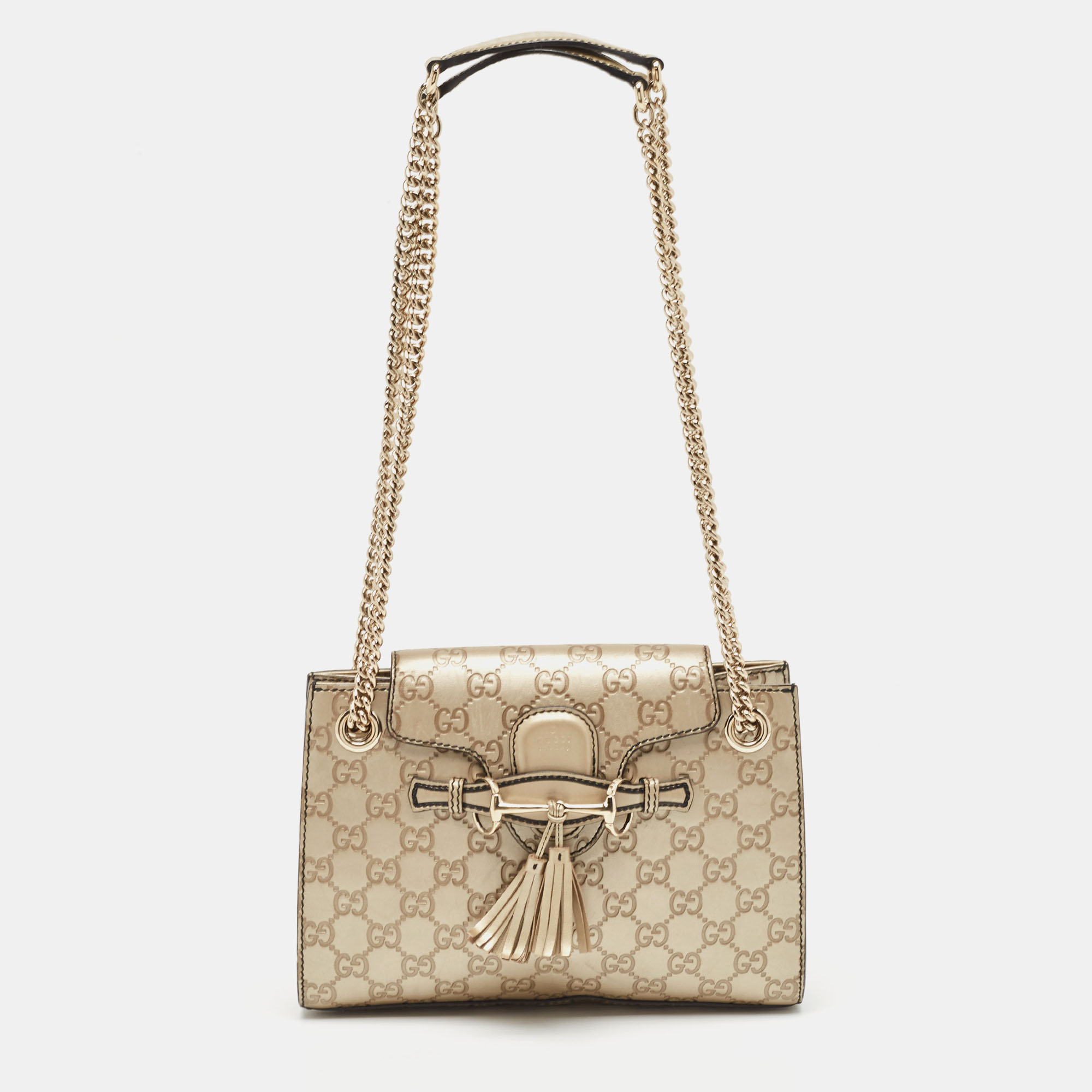 

Gucci Pale Gold Guccissima Leather  Emily Chain Shoulder Bag