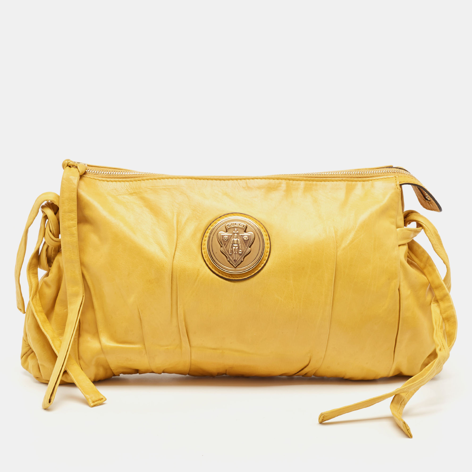 Pre-owned Gucci Yellow Leather Hysteria Clutch
