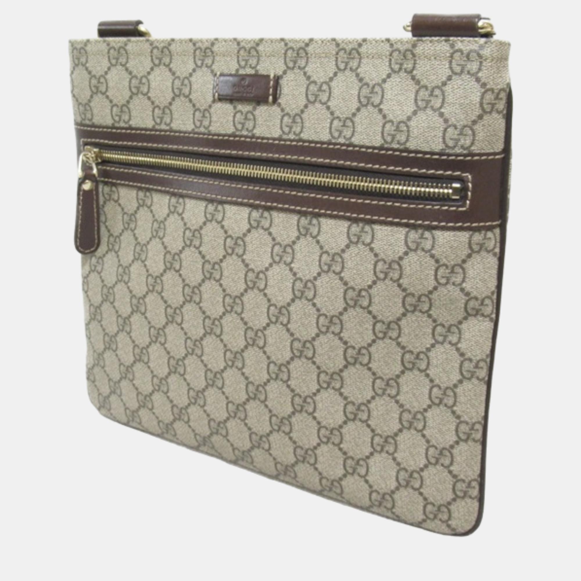 

Gucci Beige GG Supreme Canvas Flat Messenger Bag