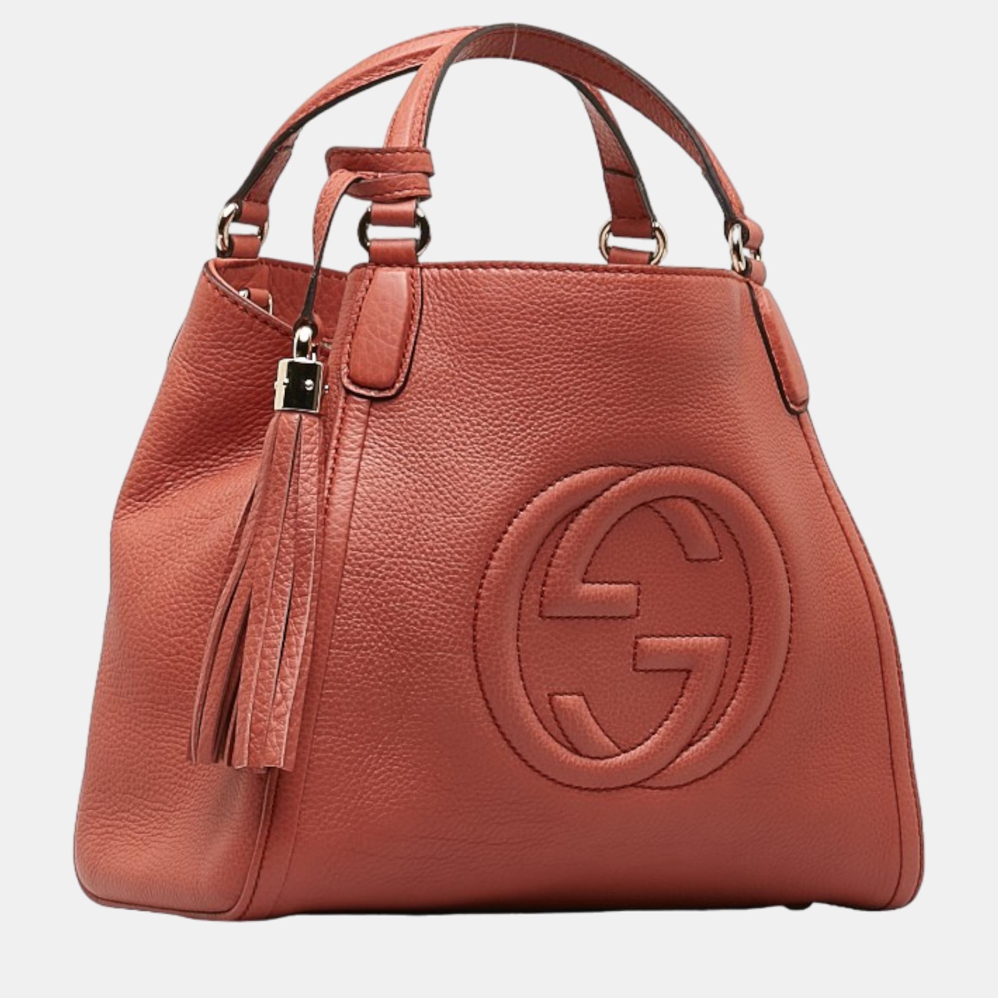 

Gucci Red Leather Small Soho Tote Bag