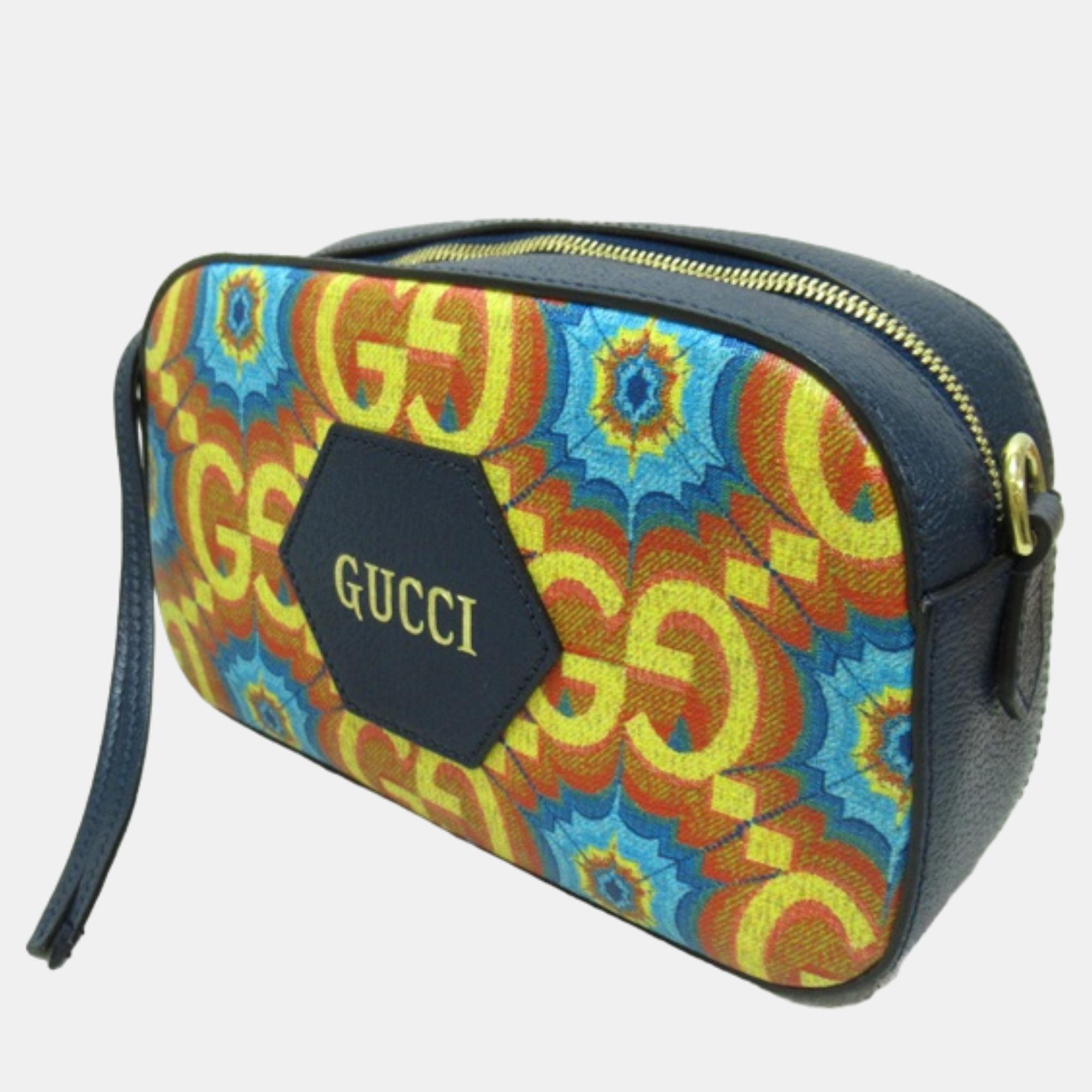 

Gucci Multicolour GG Supreme Canvas Kaleidoscope Logo Gucci 100 Camera Bag, Blue
