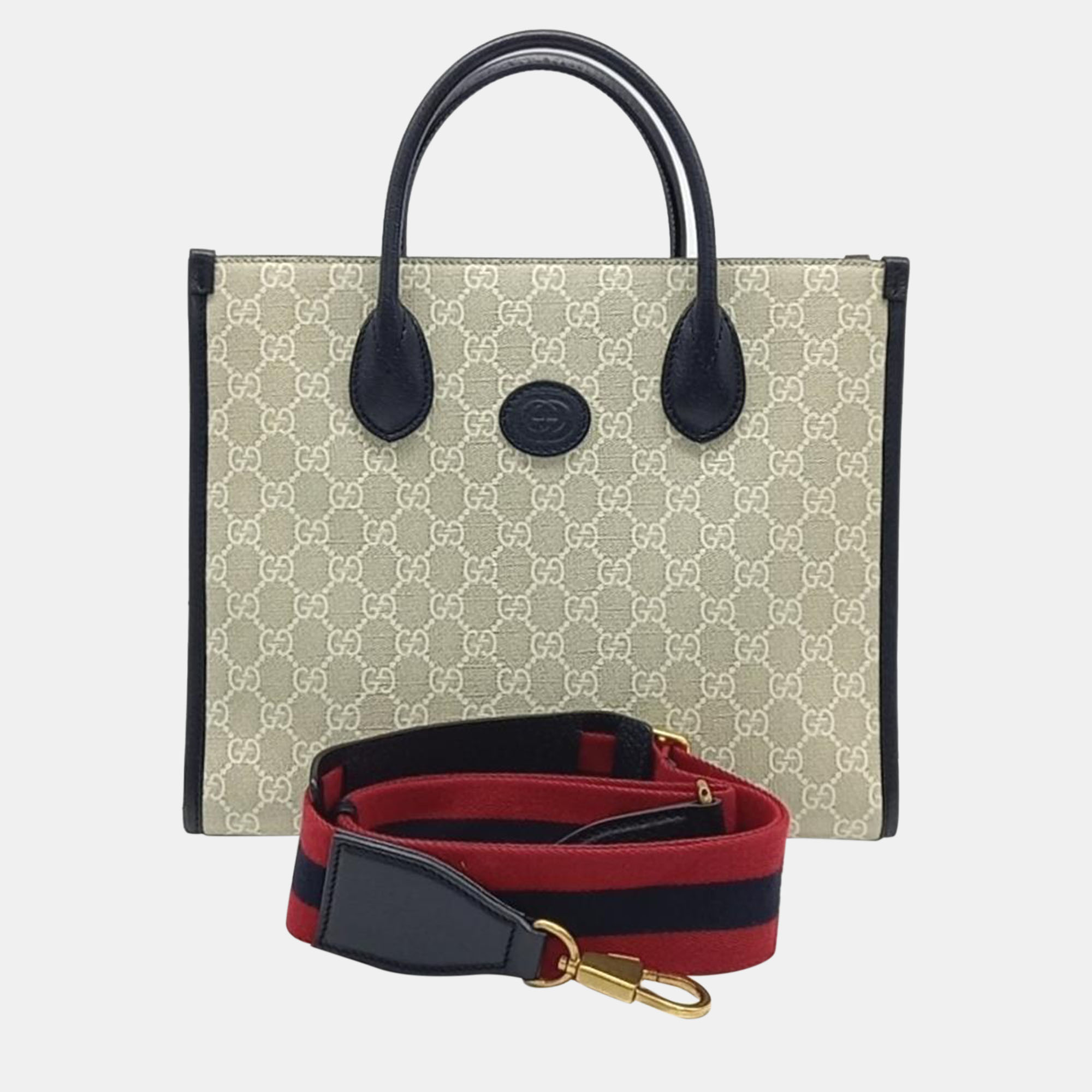 

Gucci Beige and Navy Tone GG Ophidia Korea Exclusive Small Tote Bag (703256)