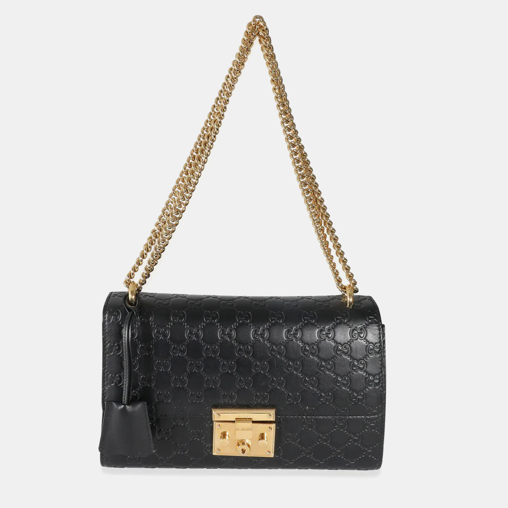 

Gucci Black Guccissima  Padlock Shoulder Bag