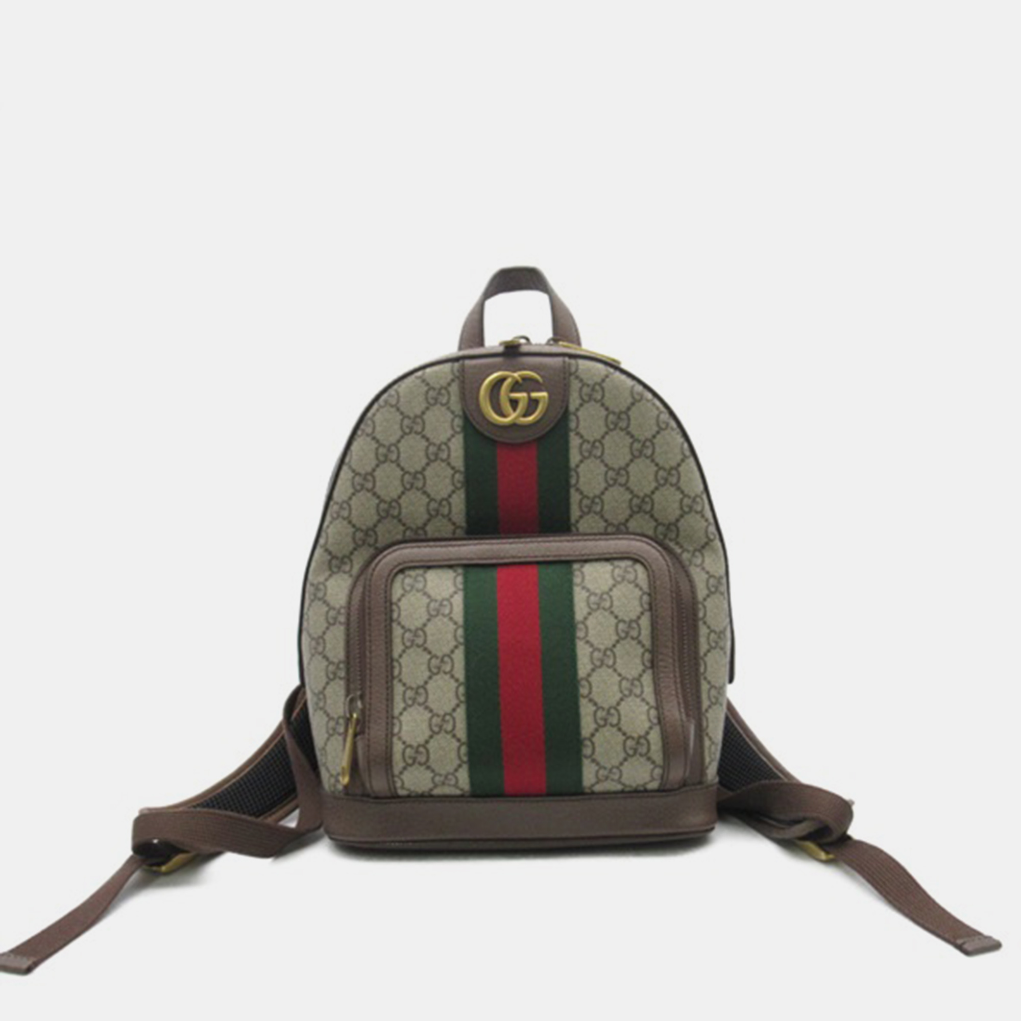 Pre-owned Gucci Gg Supreme Small Ophidia Backpack In Brown