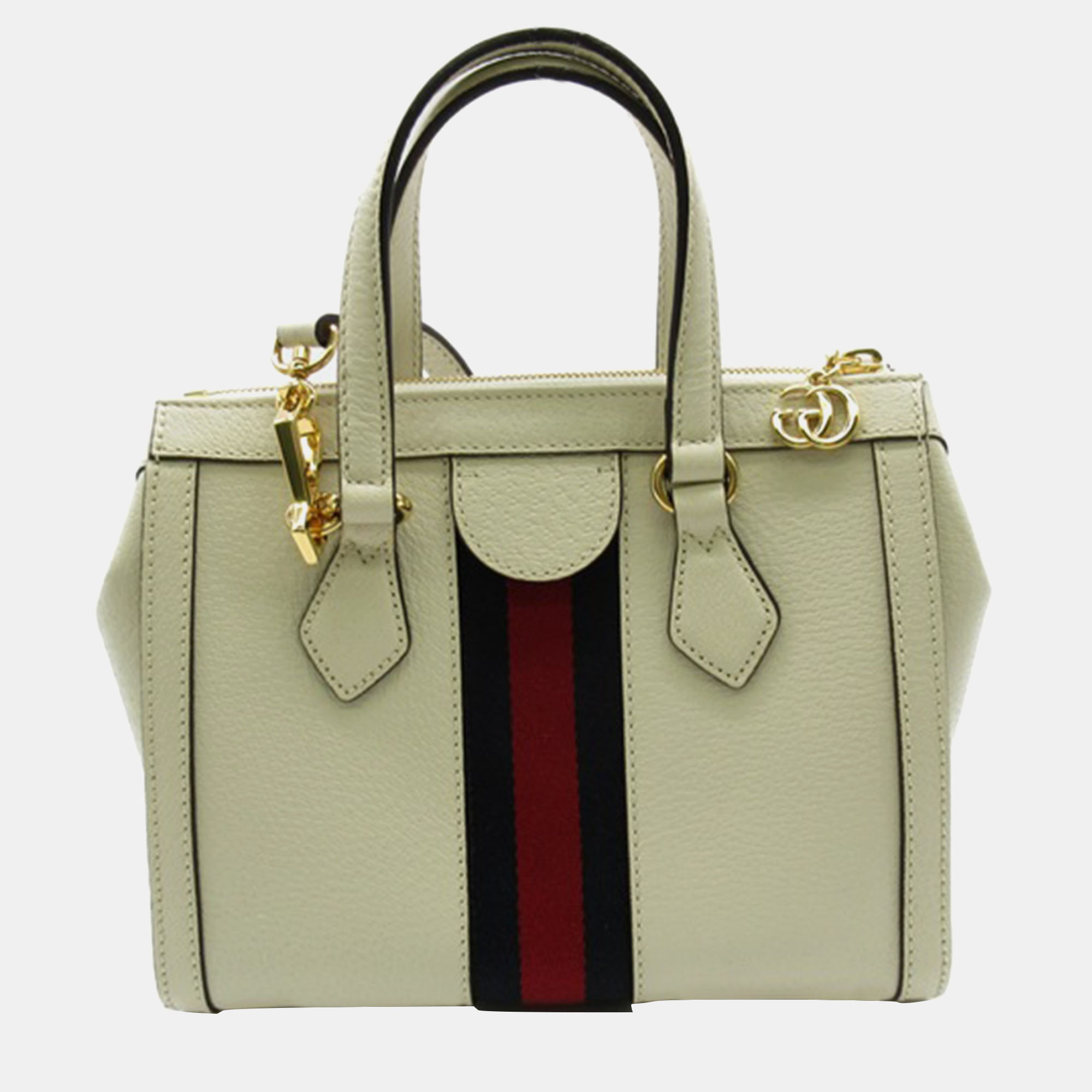 

Gucci White Leather GG Ophidia Satchel Bag