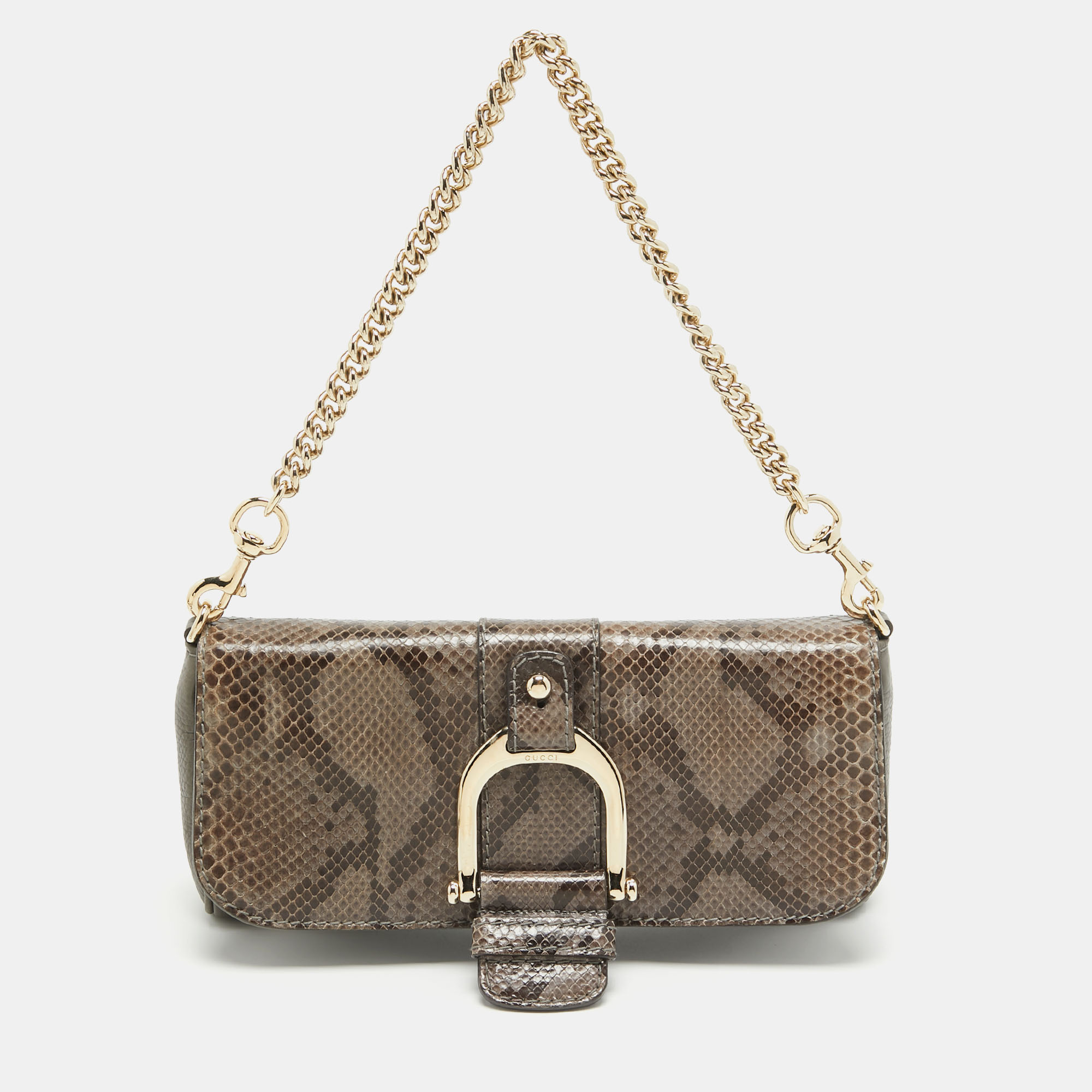 

Gucci Grey Python and Leather Greenwhich Baguette Bag