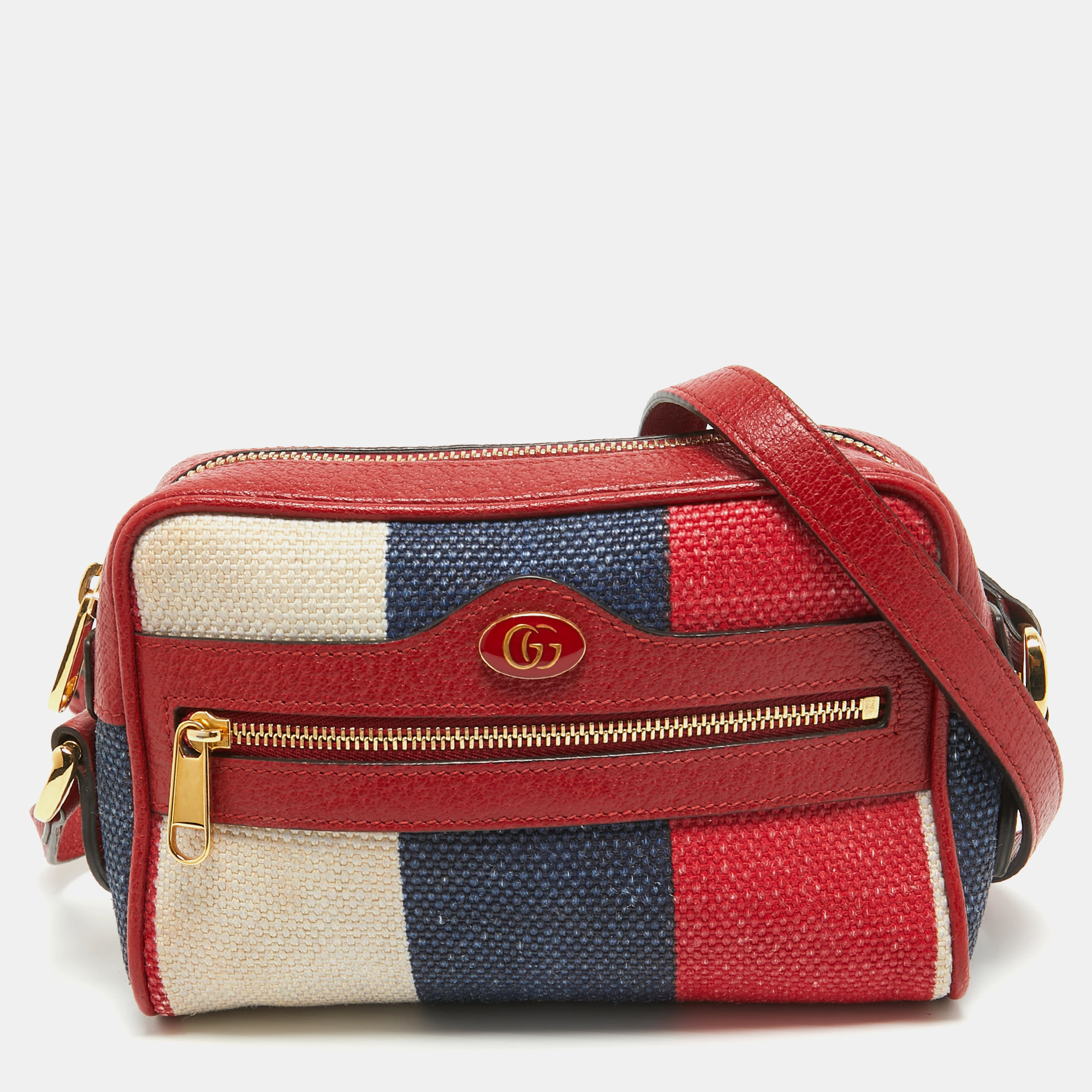 Pre-owned Gucci Multicolor Canvas And Leather Mini Ophidia Crossbody Bag