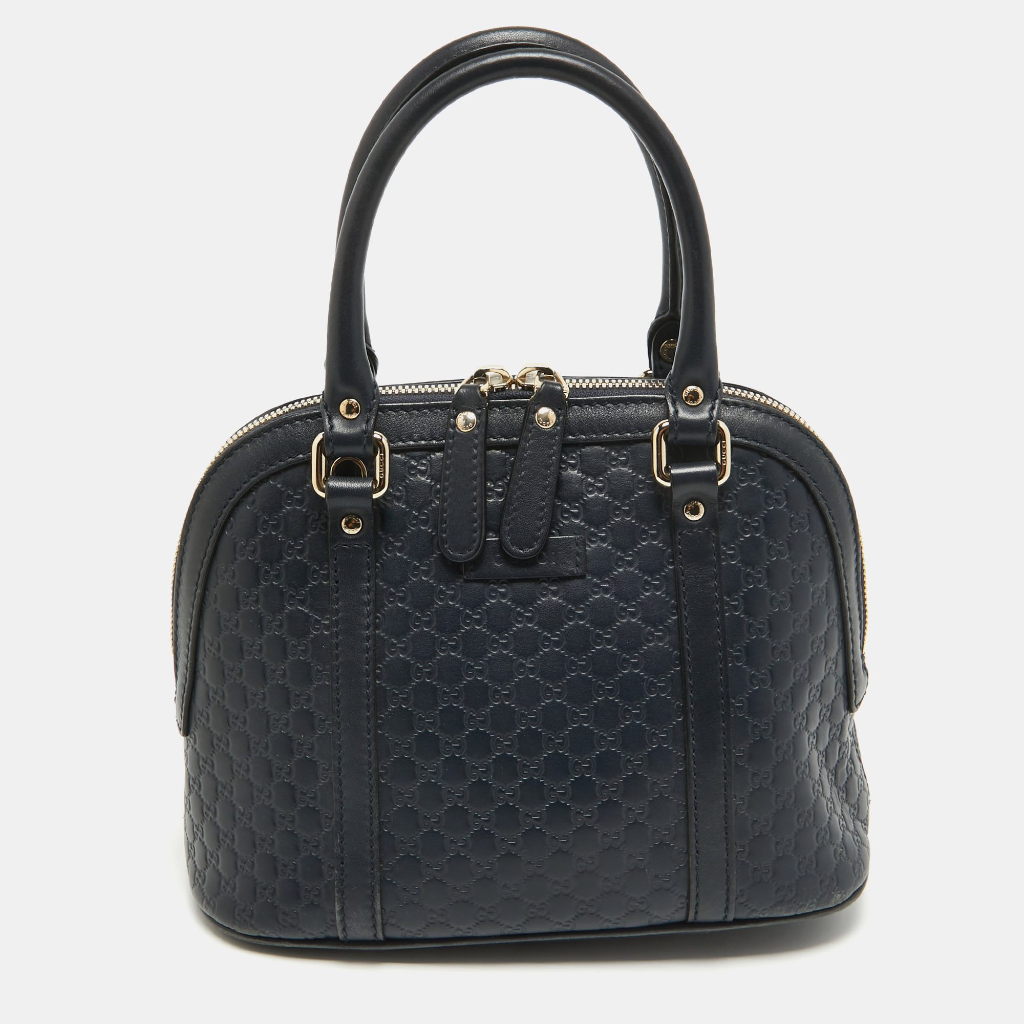 Pre-owned Gucci Ssima Leather Mini Dome Bag In Blue
