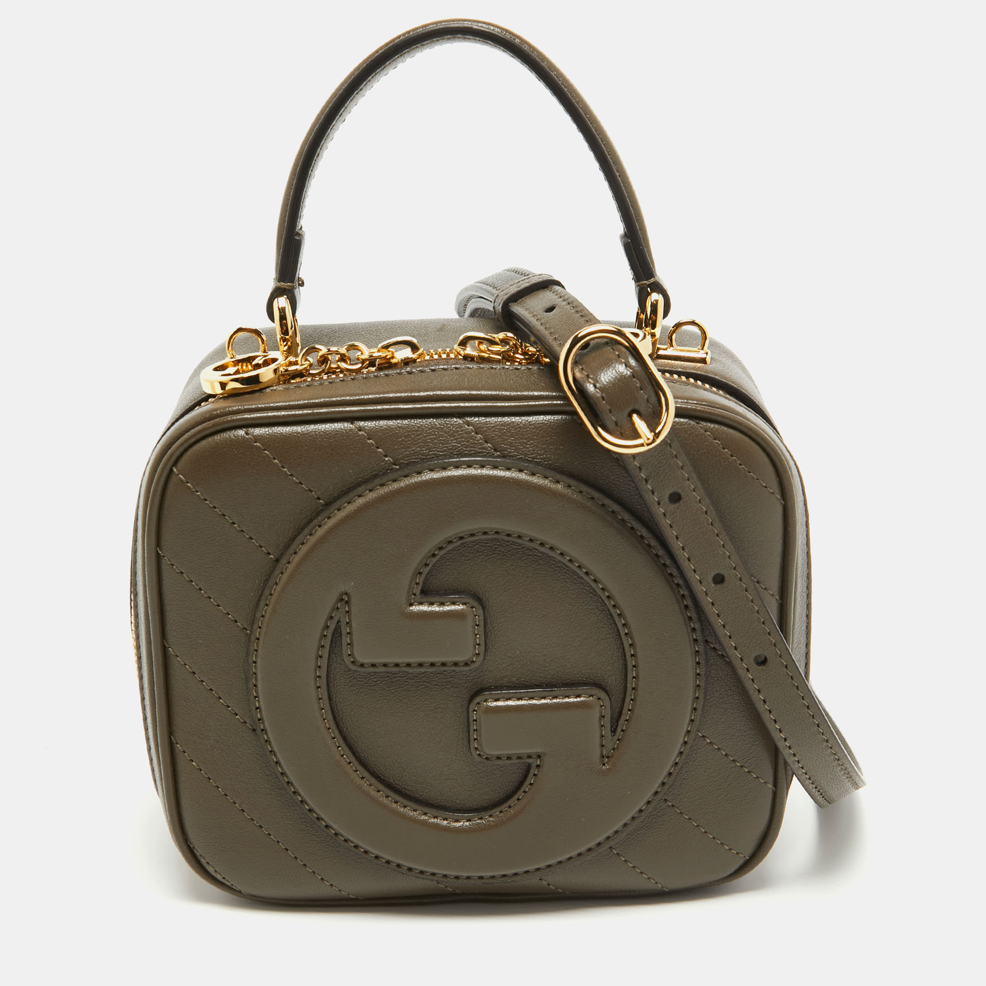 

Gucci Olive Green Diagonal Leather Blondie Top Handle Bag