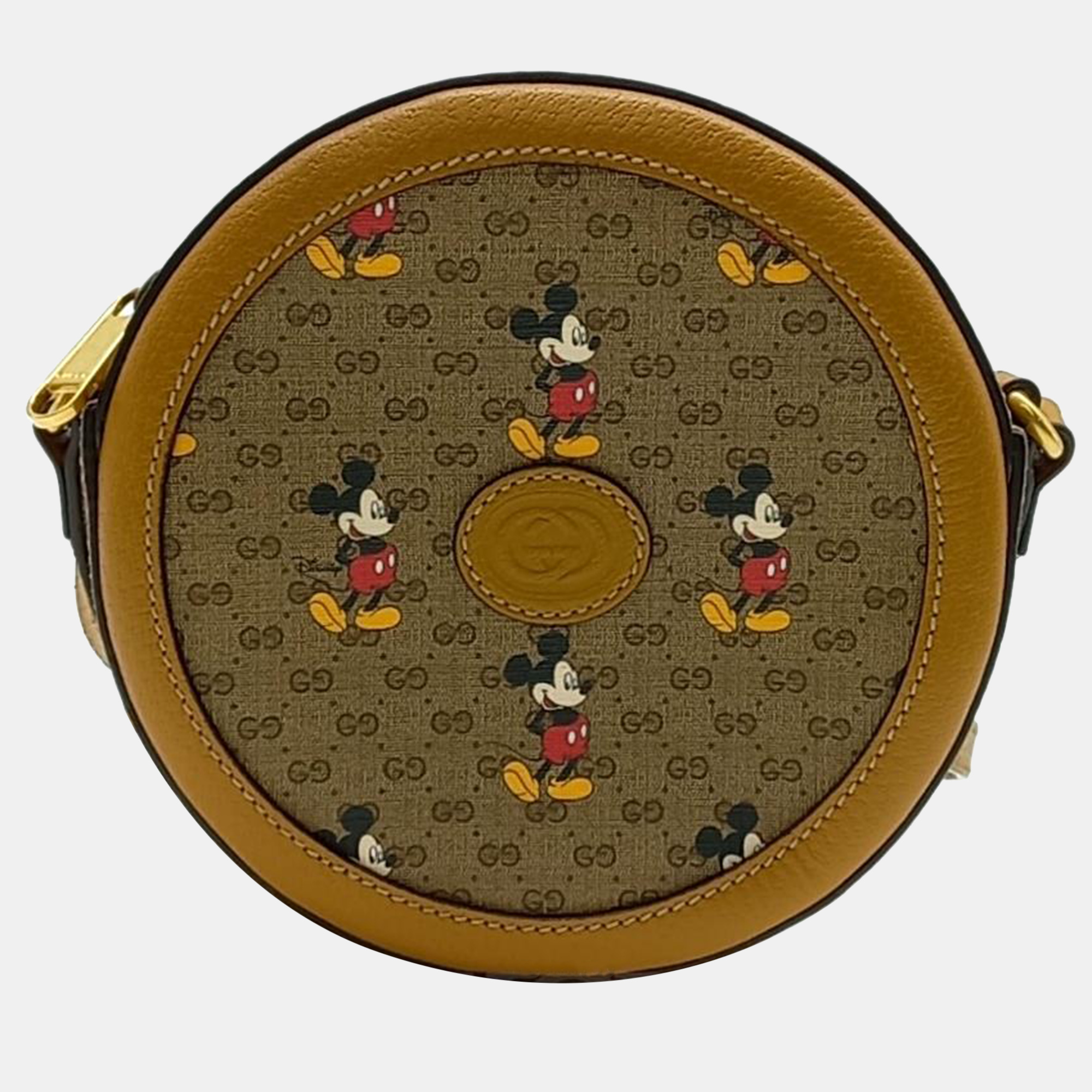 Pre-owned Gucci Disney Round Shoulder Bag (603938) In Brown