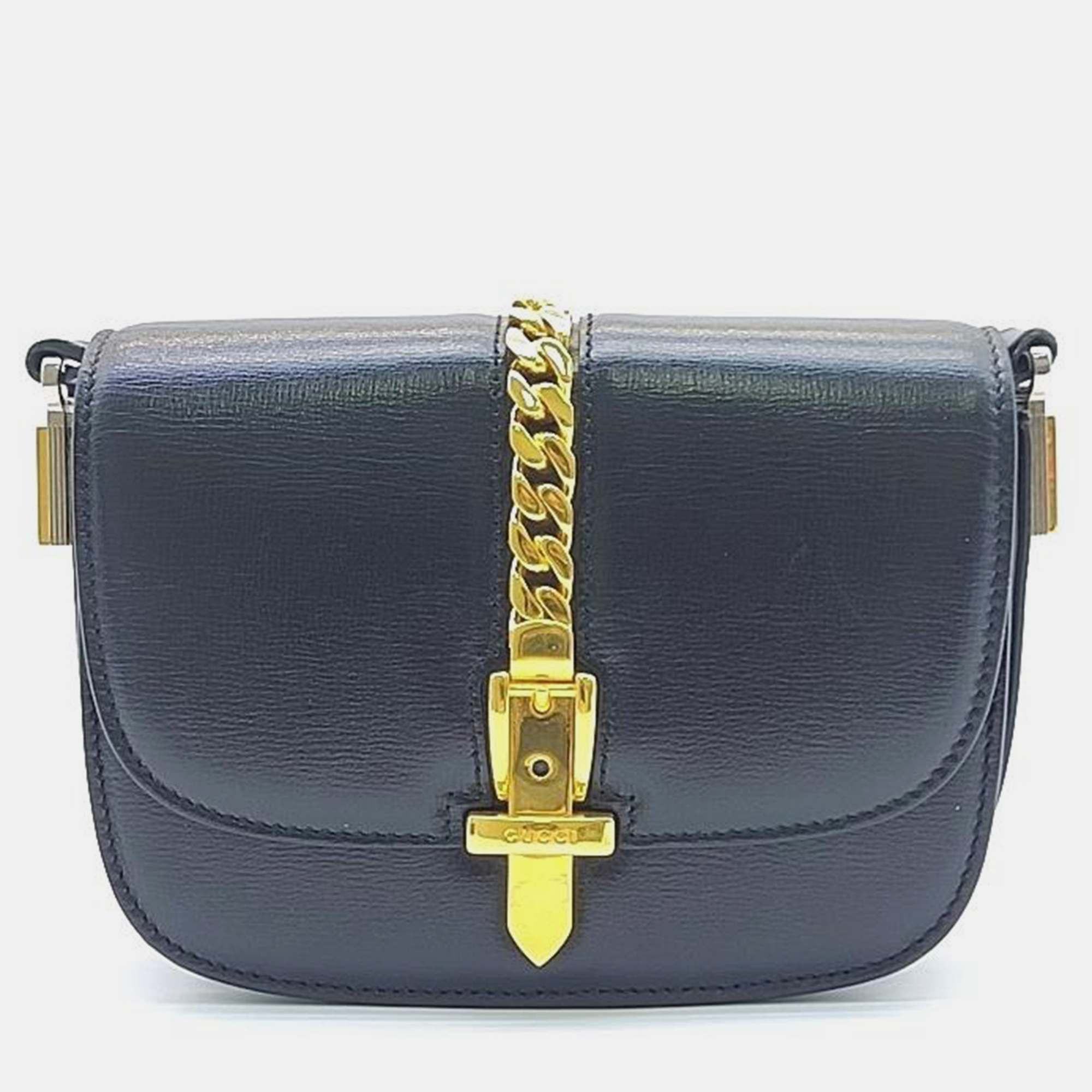 Pre-owned Gucci Black Leather Sylvie 1969 Mini Shoulder Bag