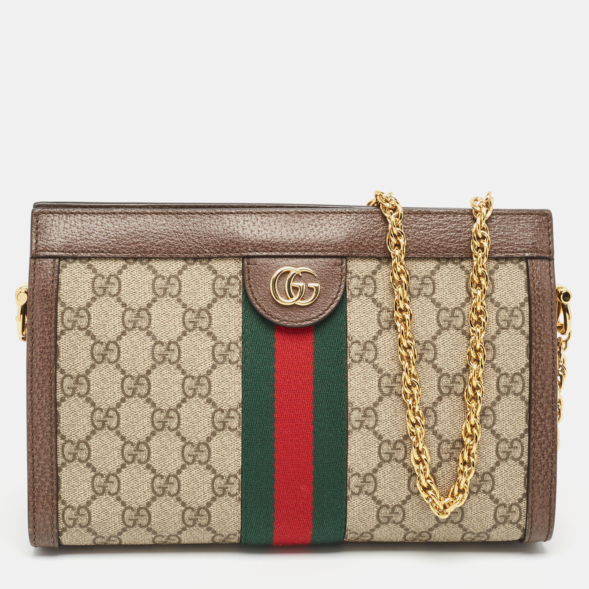 

Gucci Brown/Beige GG Supreme Canvas Small Ophidia Shoulder Bag