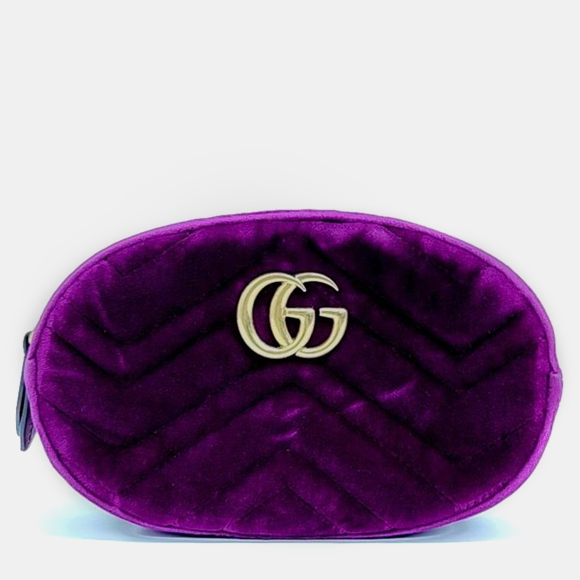 Pre-owned Gucci Gg Marmont Matelass Velvet Belt Bag (476434) In Purple