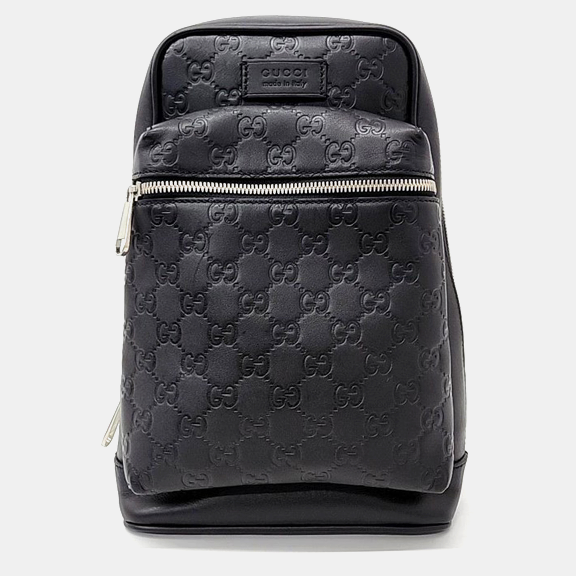 Pre-owned Gucci Signature Shima-line Backpack (523234) In Black