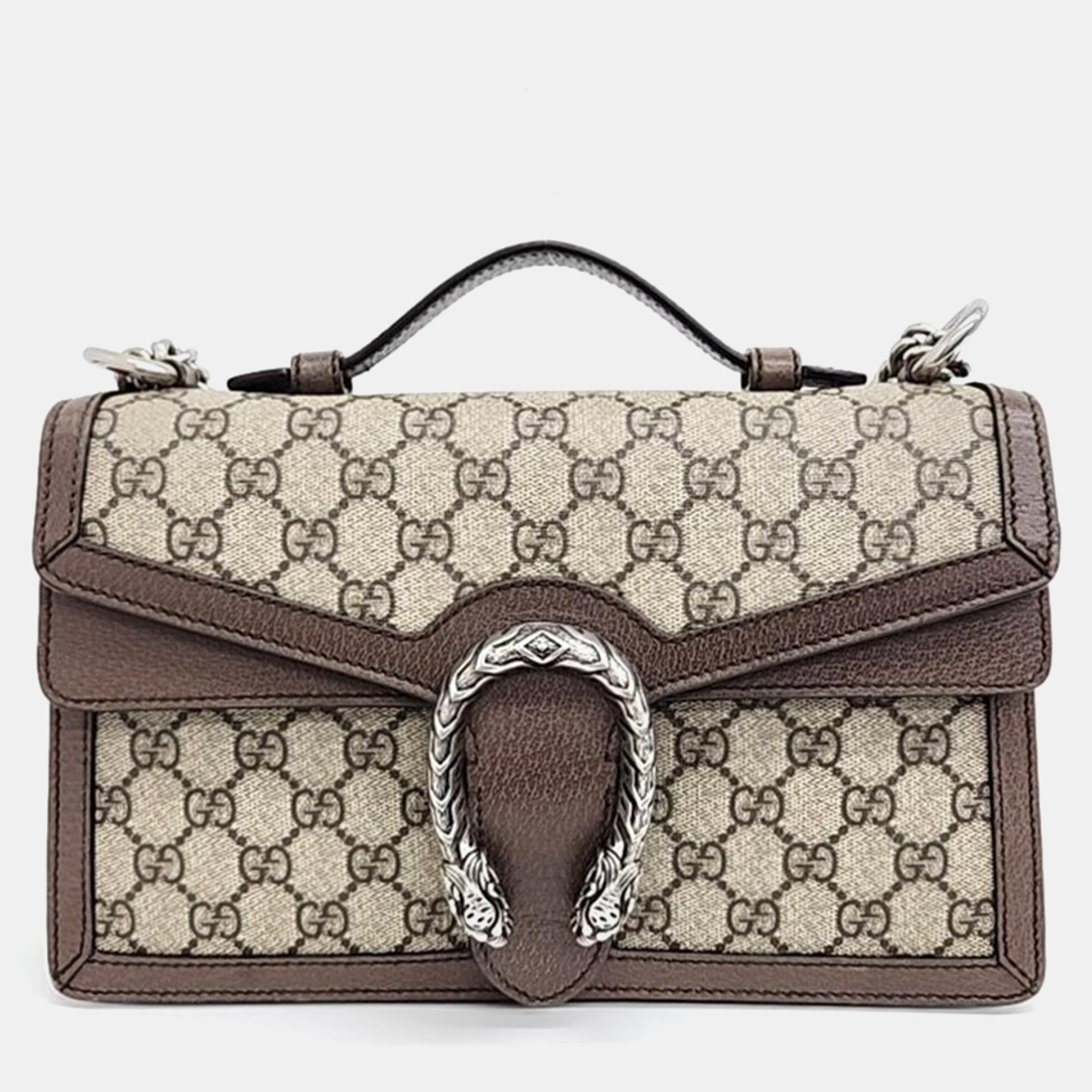 Pre-owned Gucci Dionysus Gg Top Handle Bag (621512) In Beige